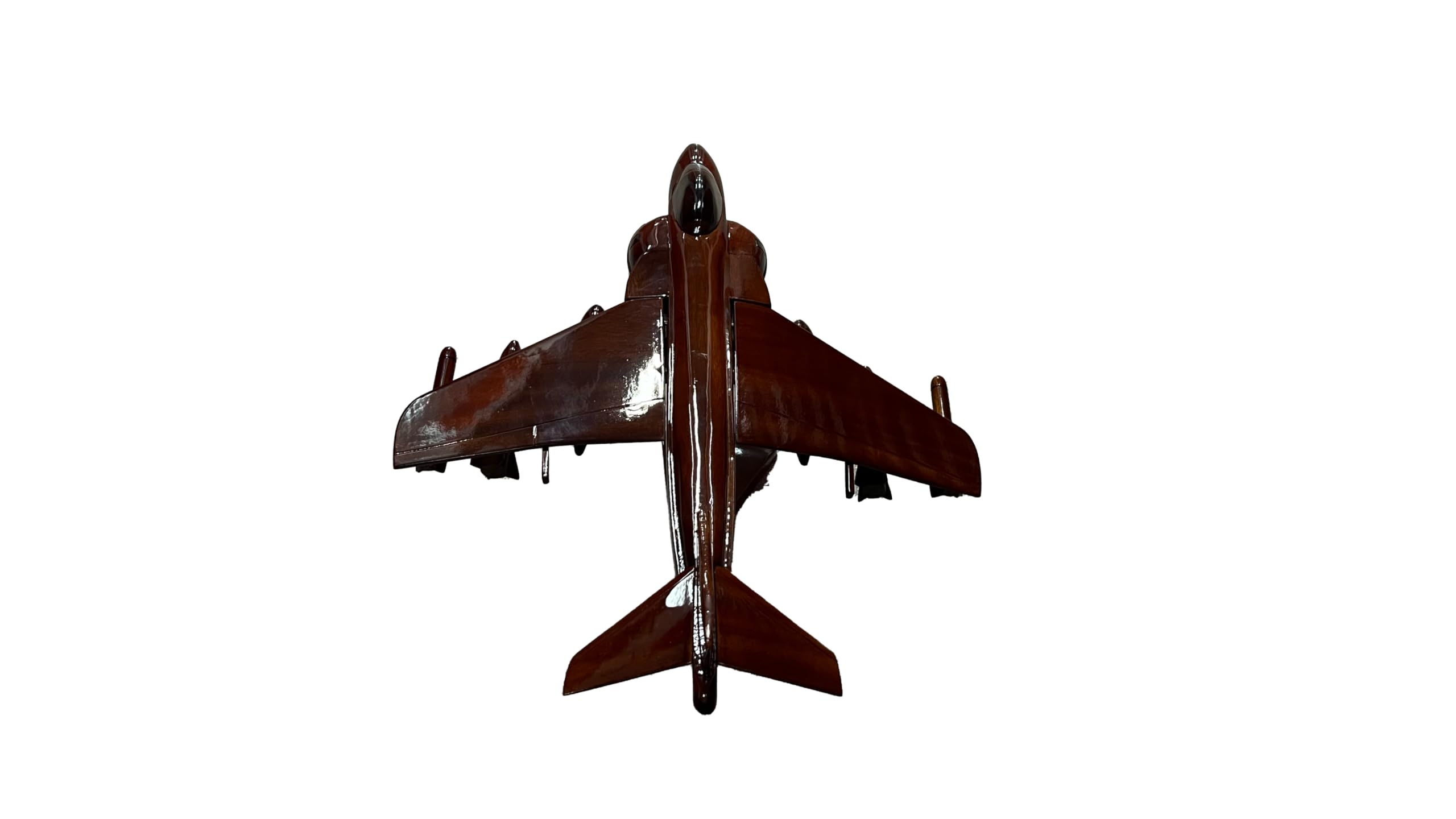 AV-8 Harrier Wooden Desktop Airplane Model - Handcrafted Mahogany Display Piece for Office Decor, Military Collectors & Aviation Enthusiasts