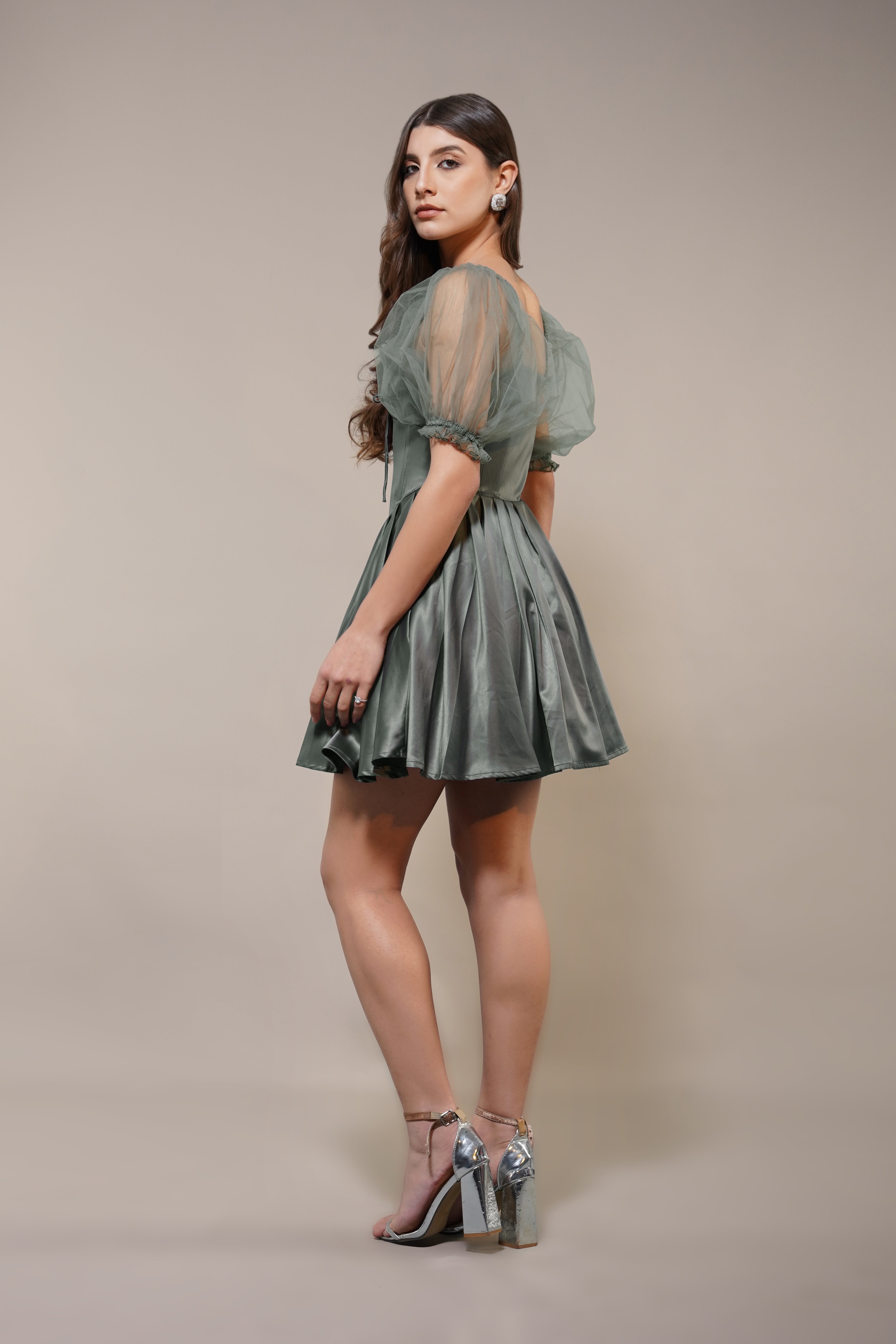 Keila Mini Dress in Green Grey - Stylish & Comfortable Summer Dress for Women | Perfect for Casual Outings, Beach Vacations & Date Nights