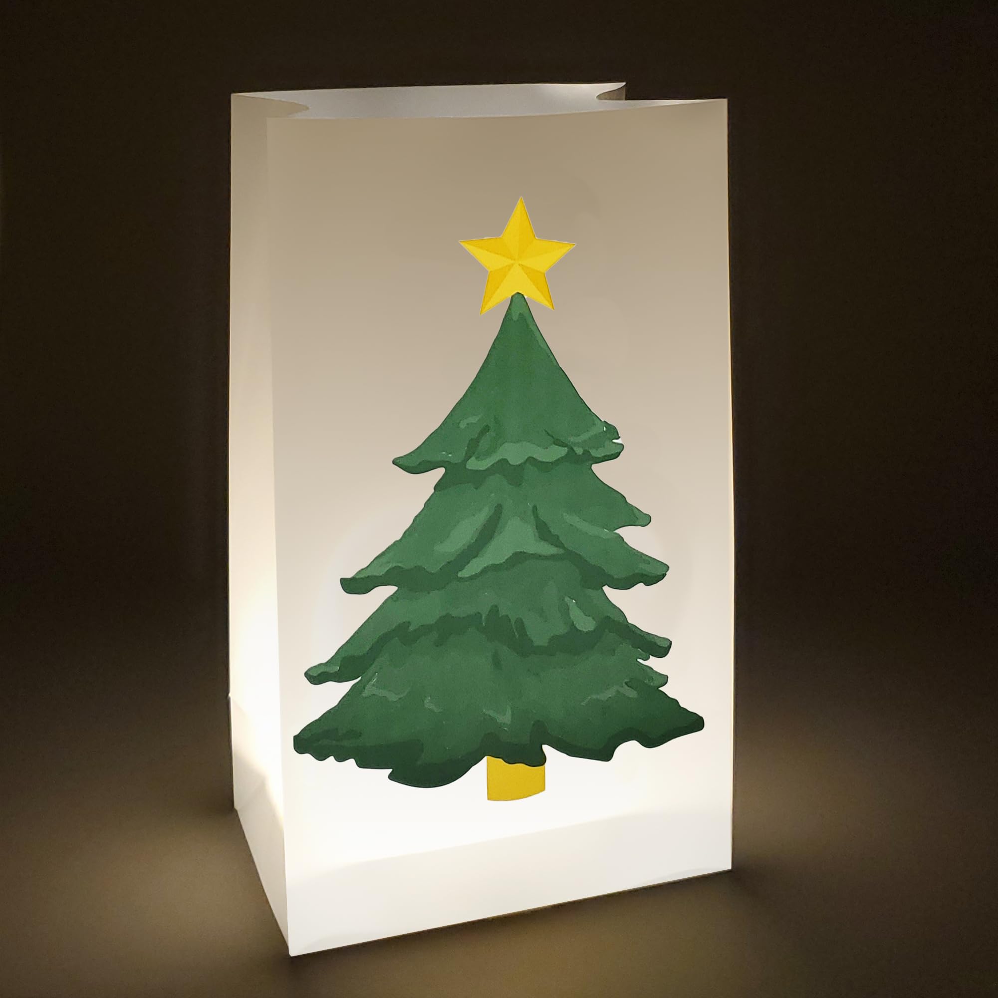 LumaBase Battery Operated LED Luminaria Kit with Timer - Set of 6 Outdoor Christmas Decorations for Holiday Tree, Pathway, and Garden Lighting