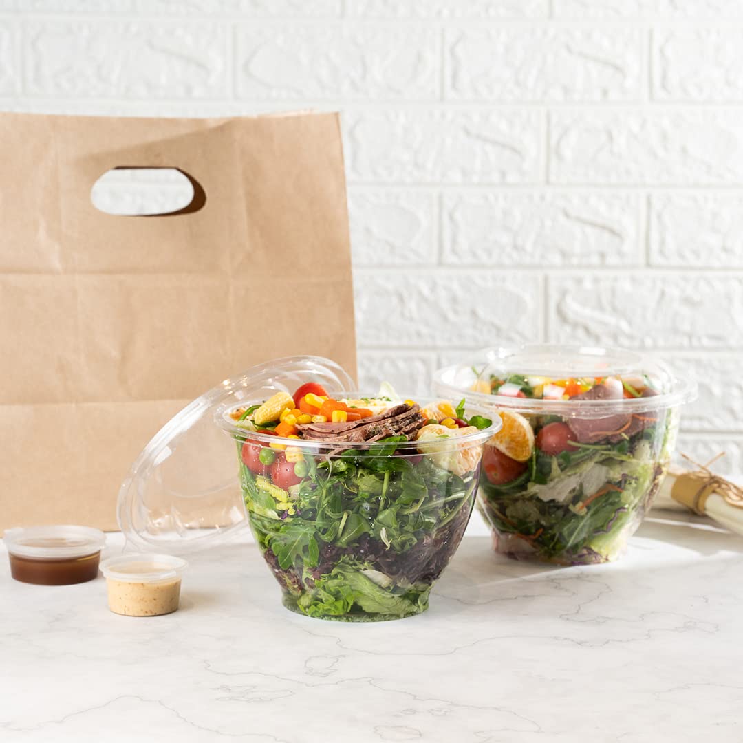 Restaurantware Thermo Tek 48oz Disposable Salad Bowls - 500 Pack Round Deli Containers | Crack & Leak-Proof Clear Plastic Food Storage Bowls for Cold Foods | Eco-Friendly | Lids Sold Separately | Perfect for Catering, Takeout & Meal Prep
