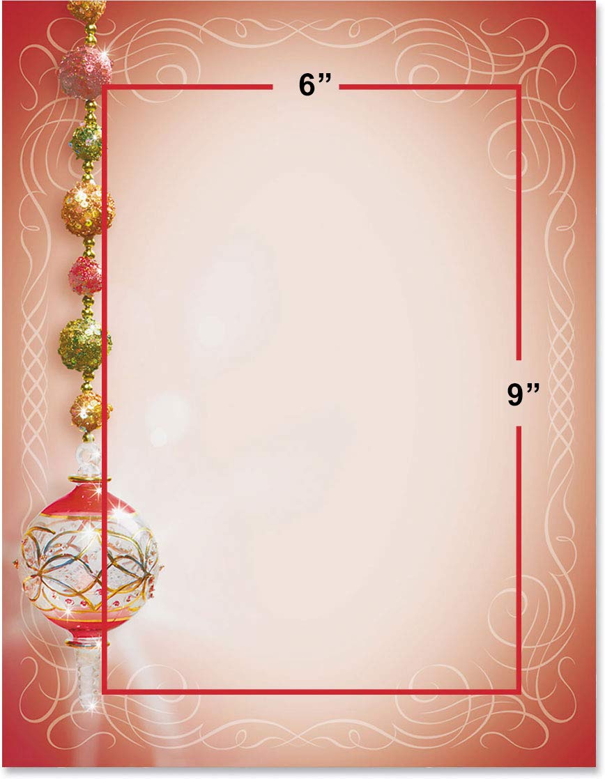 Premium Holiday Christmas Stationery Set - 25 Sheets Elegant Winter Themed Border Paper & Letterhead (8.5