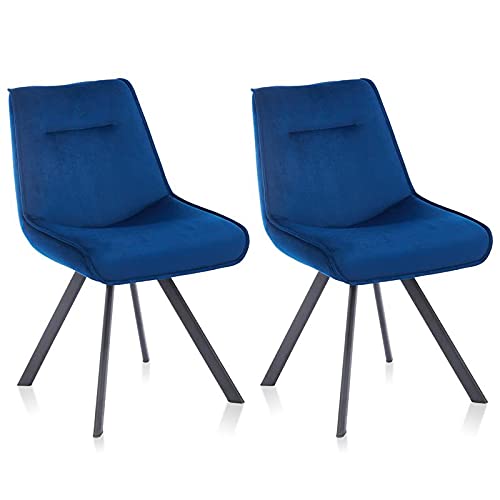 Argos Armless Fabric Side Chairs in Blue - Set of 2 Modern Dining Chairs by Furniture of America | Perfect for Dining Rooms, Kitchens, and Small Spaces