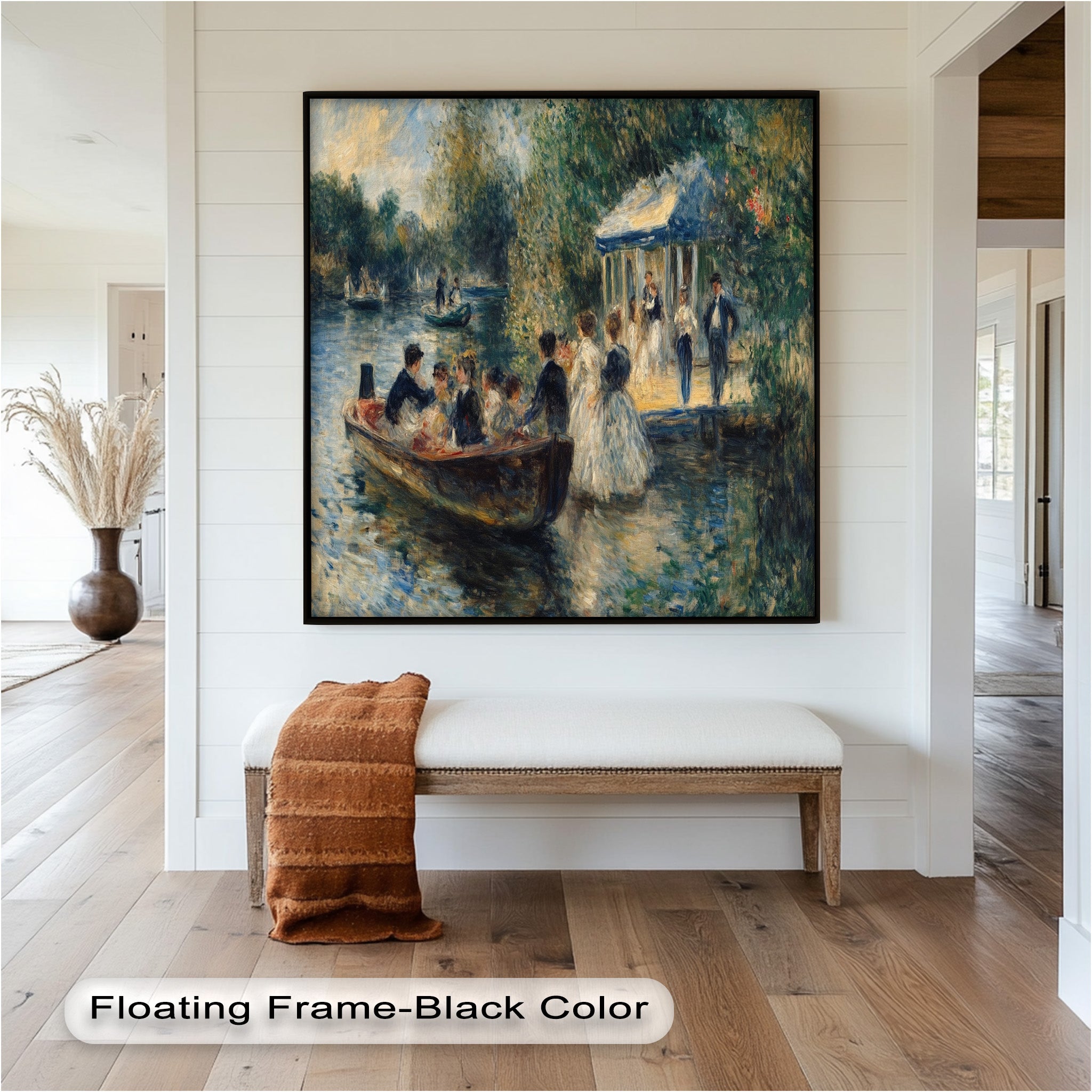 Afternoon Gathering by the River - Handmade Impressionist Oil Painting on Canvas - Perfect for Living Room, Bedroom, or Office Wall Decor