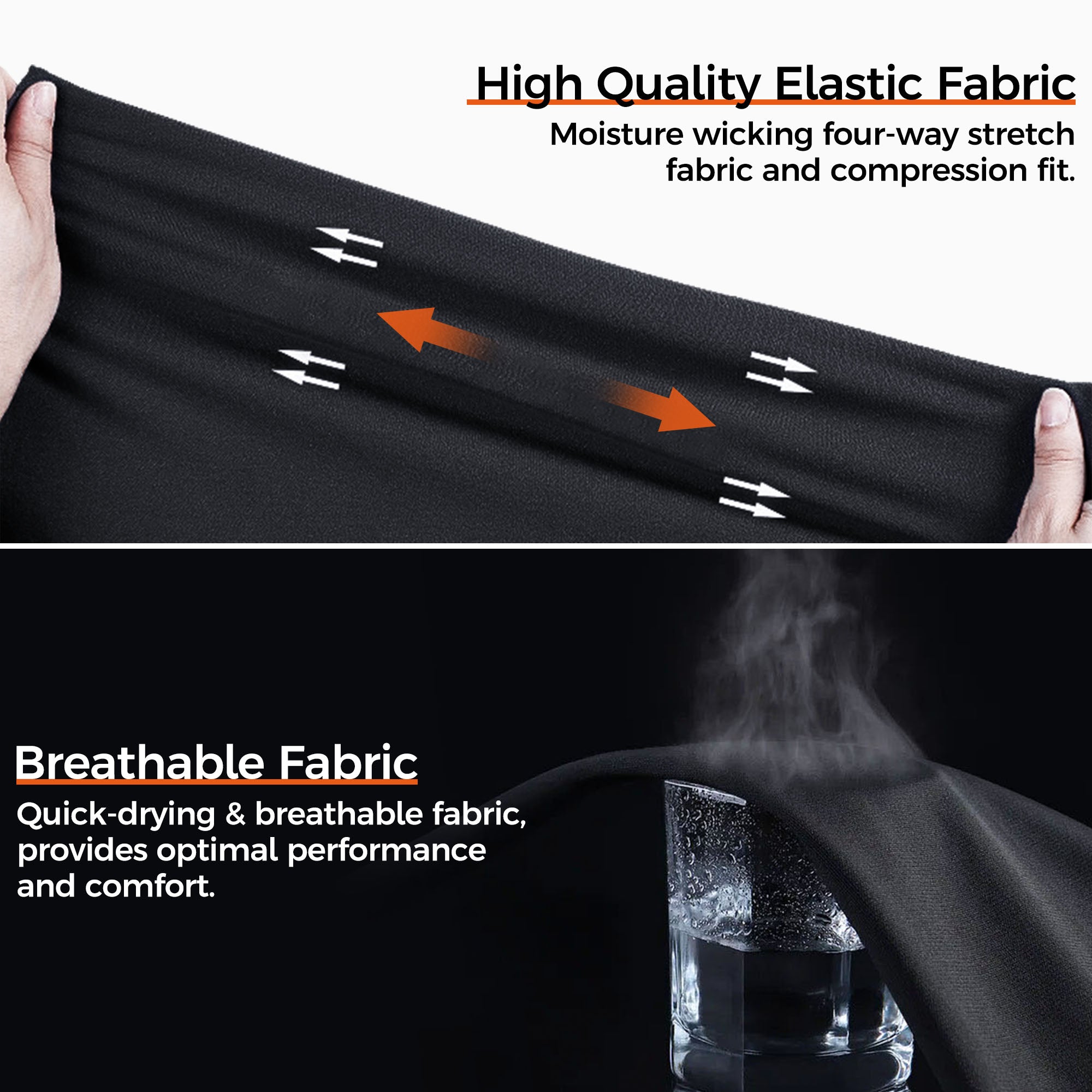 COOLOMG White & Black Sports Compression Leg Sleeves - Knee Support for Running, Basketball & Workout - Breathable Knee Protection for Athletes & Active Lifestyles