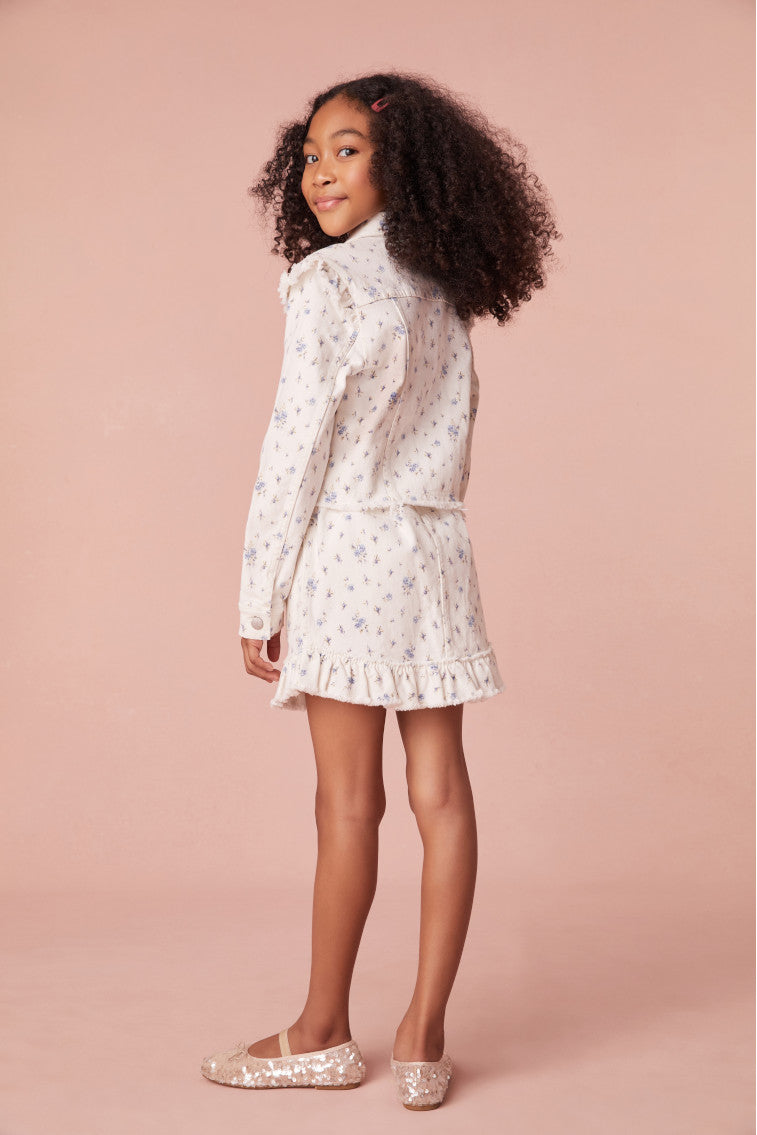 Girls' Bruno Ikat Floral Print Jacket - Stylish Lightweight Outerwear for Spring & Fall - Perfect for School, Playdates & Outdoor Adventures