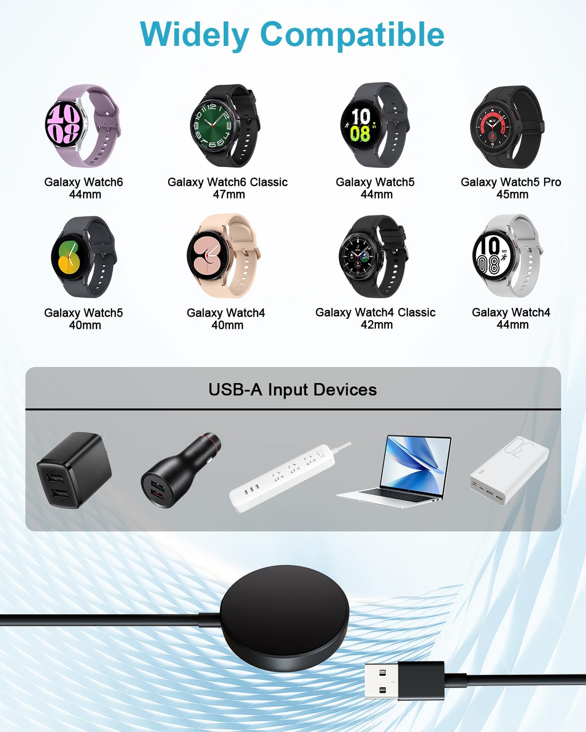 Samsung Galaxy Watch Charger Dock - 2-Pack Wireless Magnetic Charging Stand for Galaxy Watch 7/Ultra/6/5/4/3 | Fast Charging Station for Home, Office & Travel | Compatible with All Samsung Smartwatches