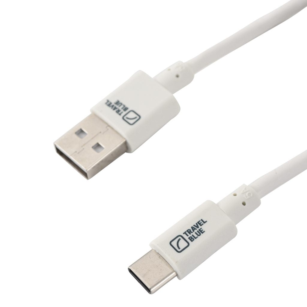 Travel Blue TB 971 S USB A to USB C Fast Charging Cable 1m White - Perfect for Travel, Home & Office Charging