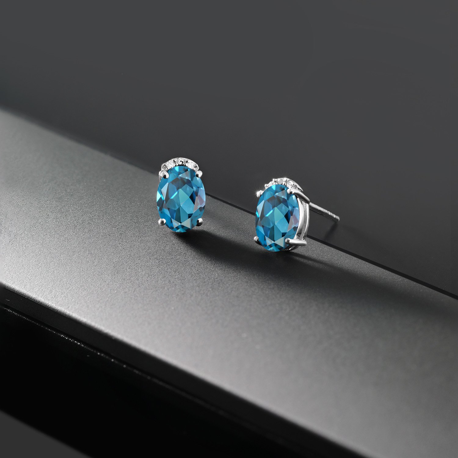 7X5MM Oval Gemstone & White Diamond Earrings for Women - 10K Solid Gold Birthstone Jewelry | Perfect Gift for Mom, Wife & Her | Elegant Everyday Wear, Anniversary & Birthday Present