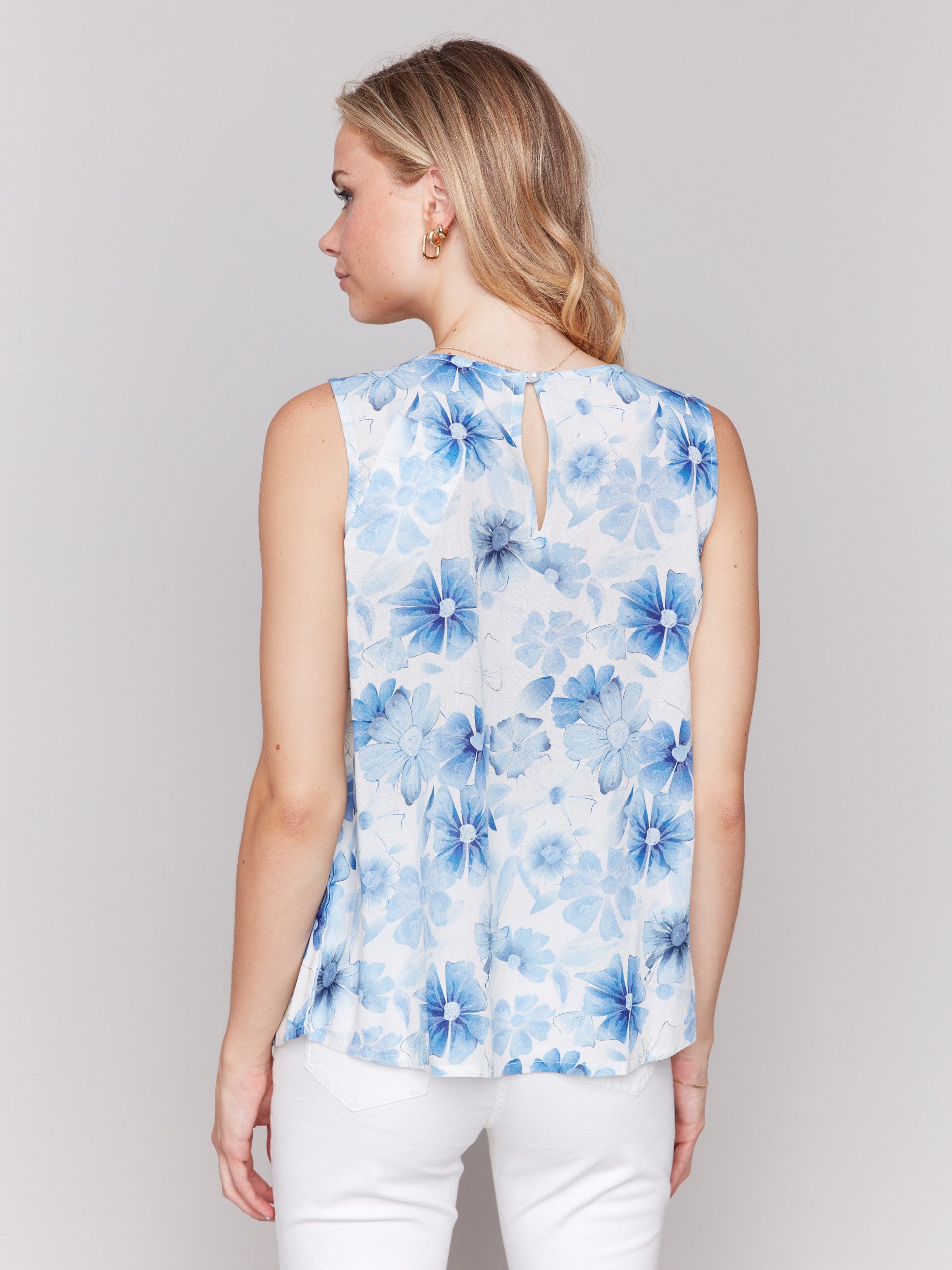 Celestial Printed Viscose Sleeveless Top for Women - Lightweight Summer Blouse for Casual Wear & Beach Outfits