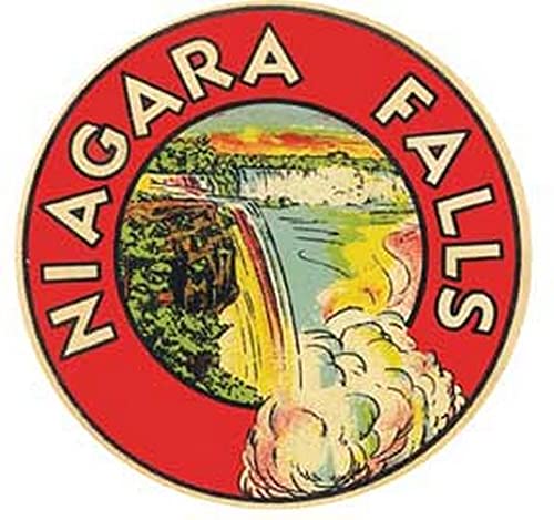 Vintage Niagara Falls Canada Red Circle Decal Sticker - Waterproof Vinyl for Laptop, Skateboard, Luggage & DIY Crafts - Perfect Souvenir Gift for Travel Lovers
