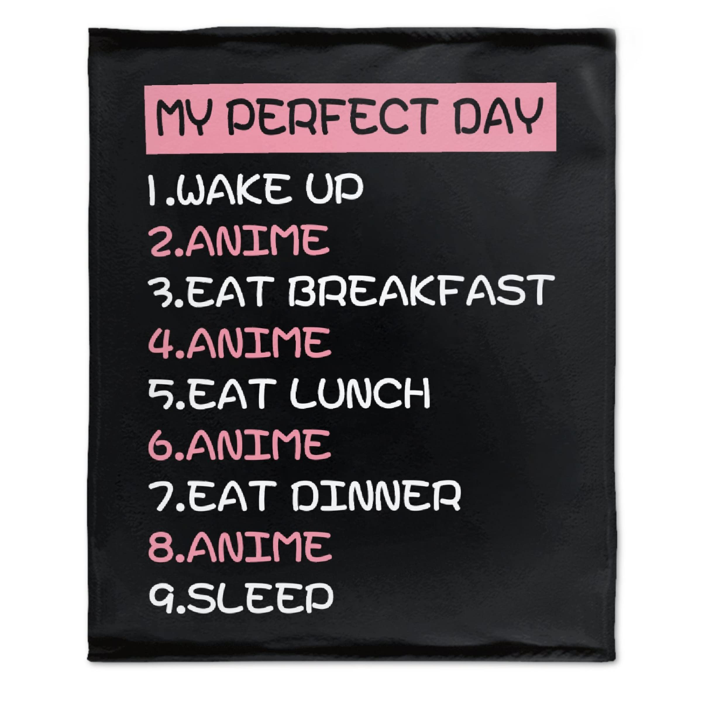 Audumbara Kawaii Anime Fleece Blanket - Funny My Perfect Day Design, Soft Flannel Throw for Gamers & Anime Fans (120x90 Inch XL) - Perfect for Bedroom, Dorm, Movie Nights & Gift Giving