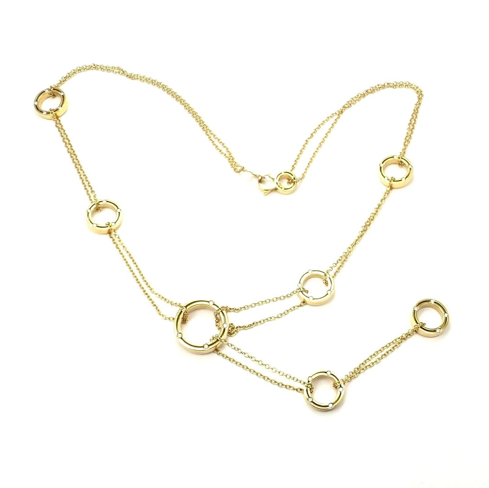 Authentic Damiani 18k Yellow Gold Diamond 7-Station Drop Necklace - Luxury Jewelry Gift for Women, Elegant Party & Evening Wear