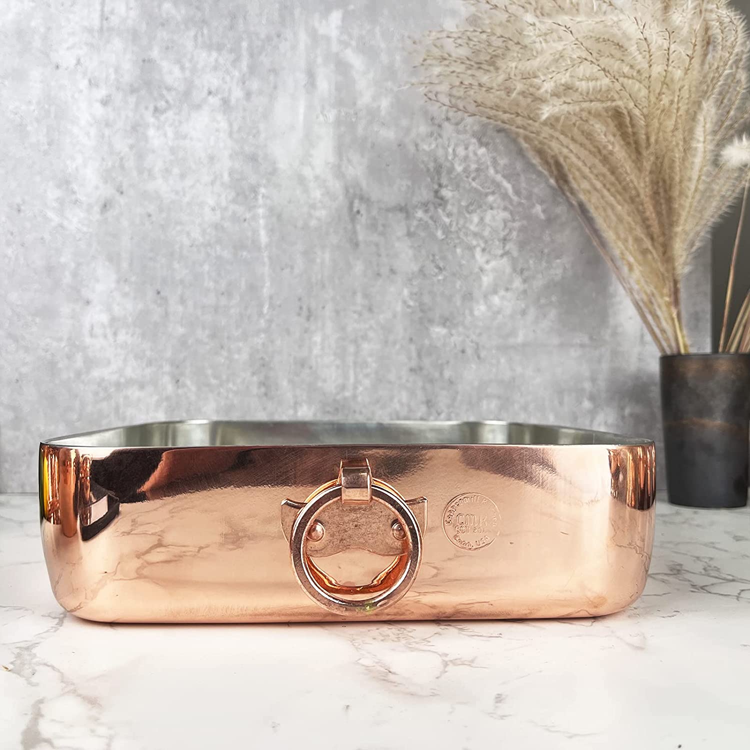 Vintage Inspired Copper & Brass Baking Dish - Authentic Tin Lined 9.5