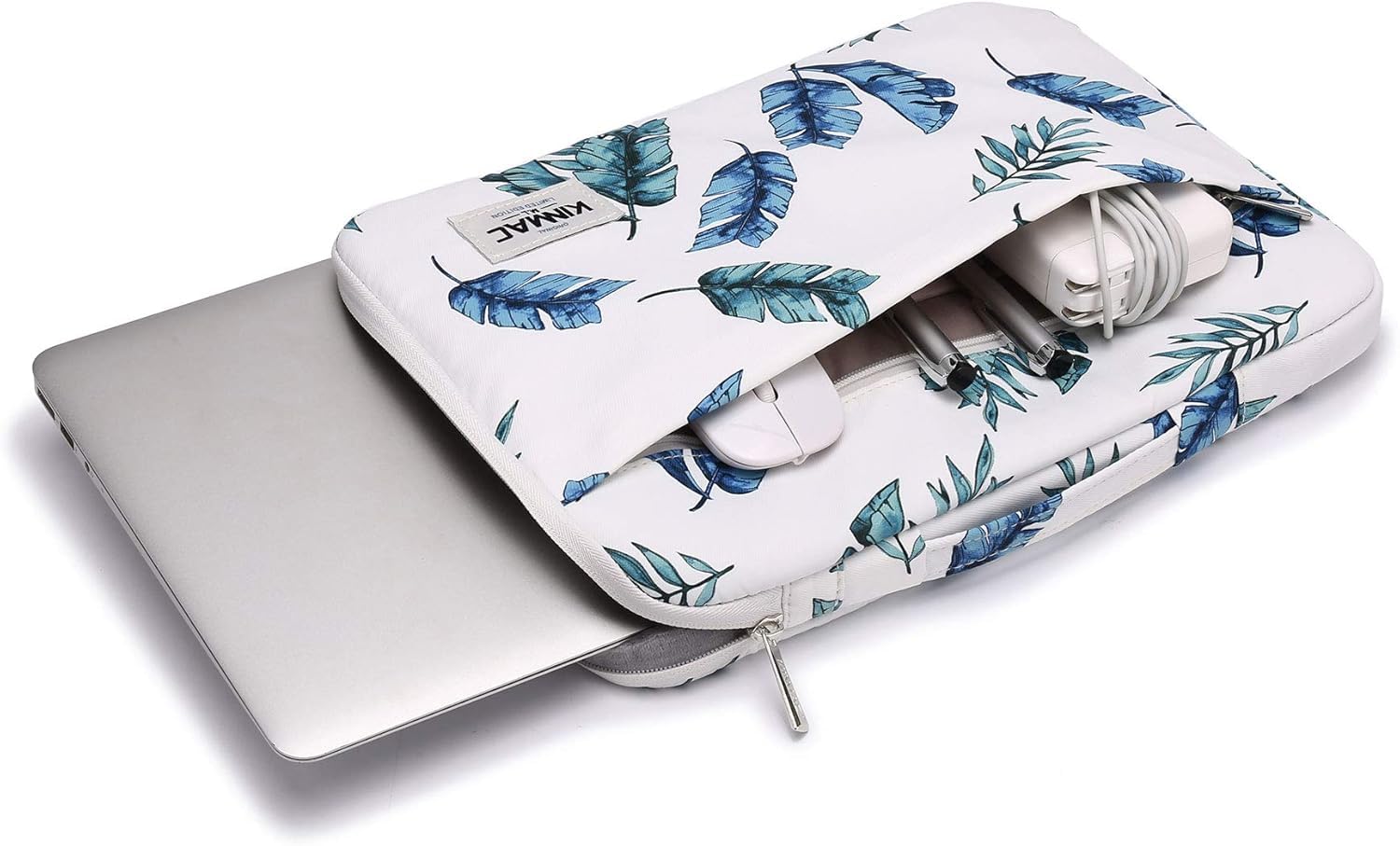 Kinmac 360° Protective Water Resistant Laptop Sleeve Case Bag with Handle - Fits 15-15.6 Inch Laptops (Banana Leaf Design) | Perfect for Travel, Work & School
