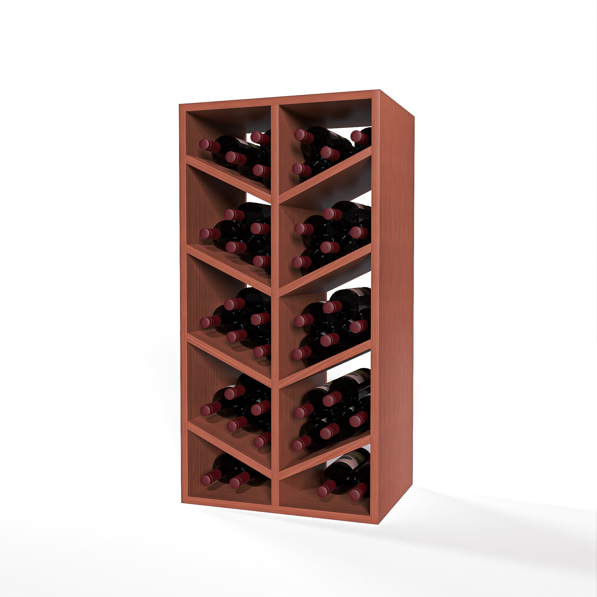 GrandCellar™ 4 Column Full Depth Chevron Wine Rack - Holds 36 Bottles | Premium Wood Wine Storage for Home, Restaurant & Wine Cellar Organization