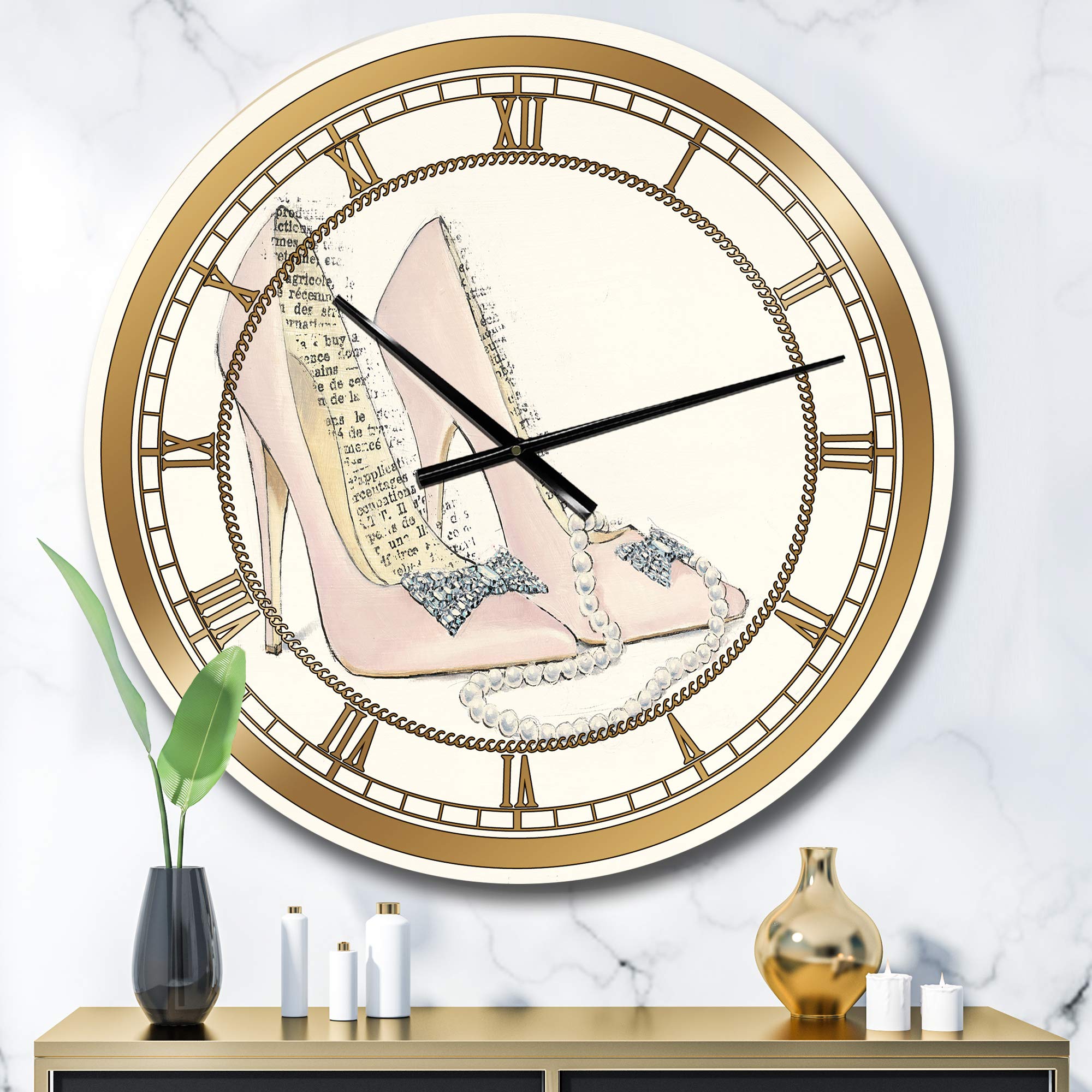Glamorous Black Diamond Stiletto II Wall Clock - Large Decorative Clock for Living Room, Bedroom & Office | Elegant Home Decor & Unique Gift Idea