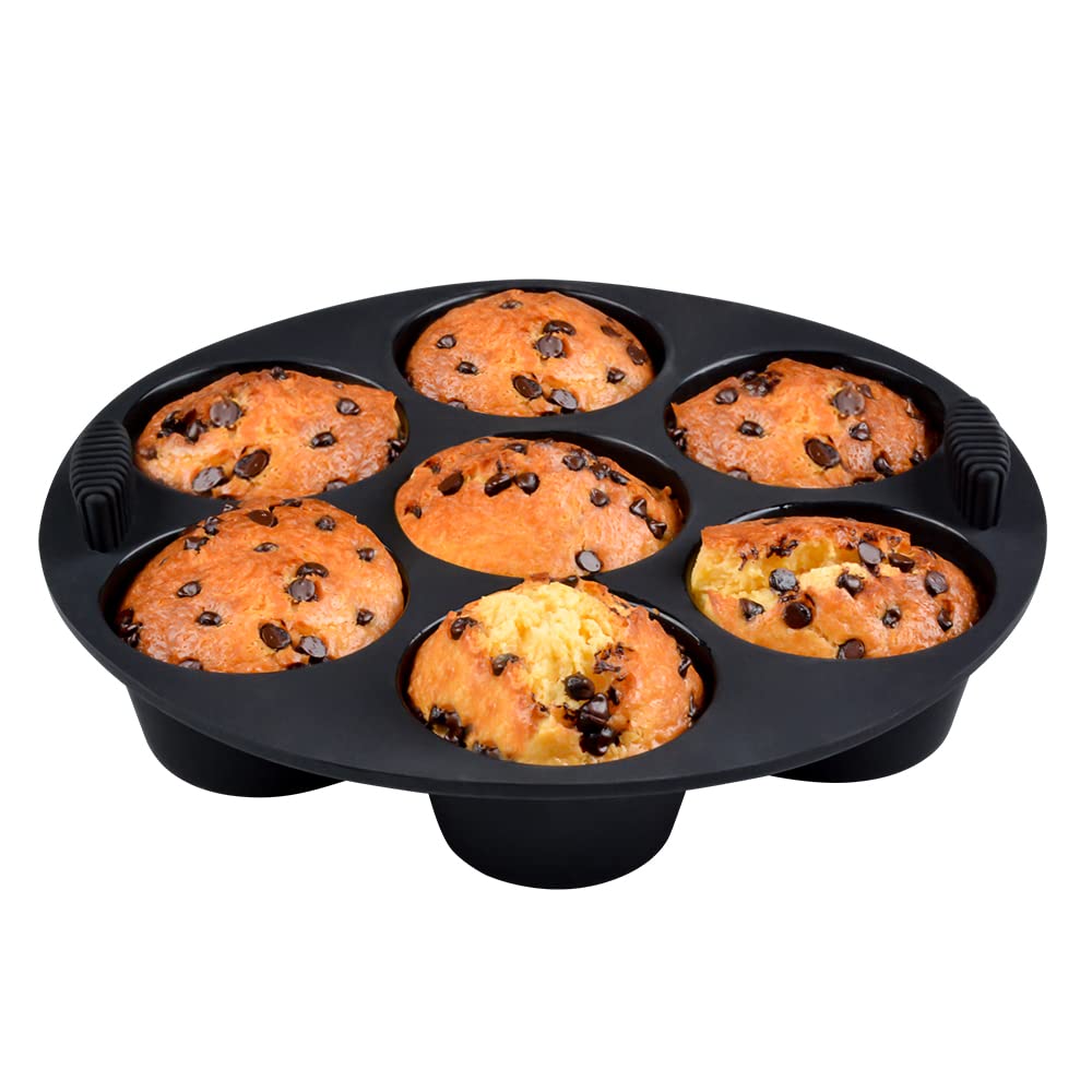 Non-Stick Silicone Muffin Pan for Air Fryer, Oven & Instant Pot - 8.4 Inch Reusable Baking Molds (1-Pack) - Perfect for Cupcakes, Muffins & Egg Bites in Kitchen & Party Cooking
