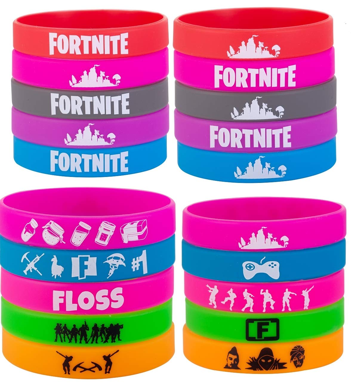 30Pcs Colorful Gaming Themed Silicone Bracelets for Kids - Birthday Party Favors, Goodie Bag Fillers, Carnival Prizes & School Event Giveaways