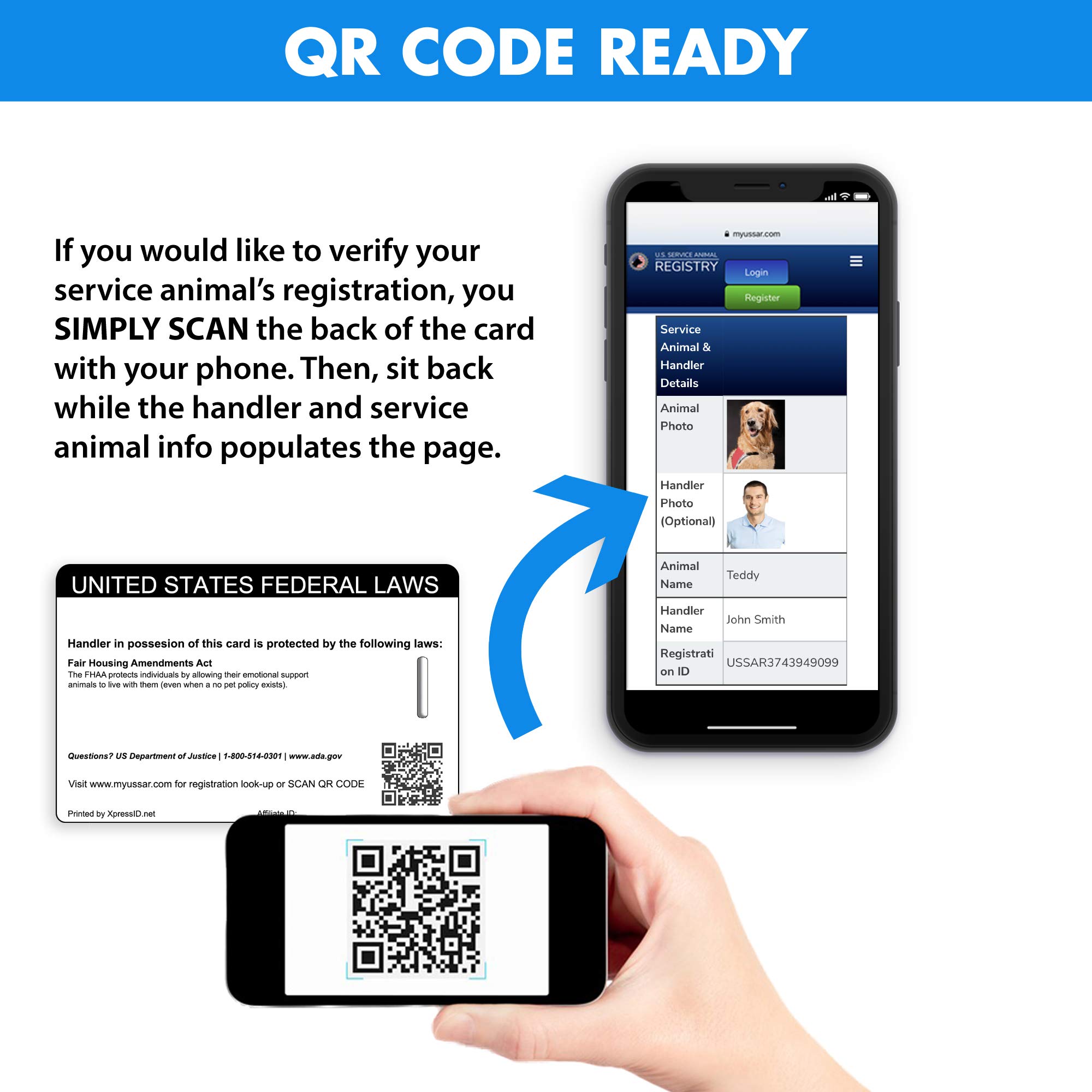 Custom Holographic Emotional Support Animal ID Card with ESA Letter - Official US Service Dog Registry QR Code - Perfect for Air Travel, Housing & Public Access