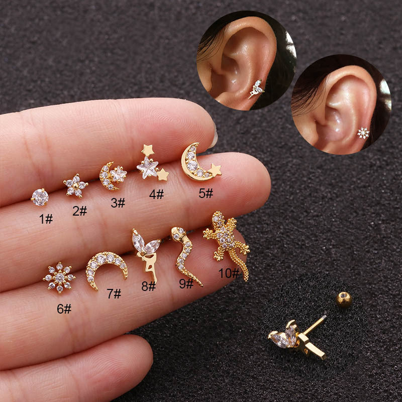 20G Cartilage Lizard Helix Conch Earrings - Hypoallergenic Stainless Steel Body Jewelry for Women | Perfect for Cartilage, Helix, Conch Piercings | Trendy Gift for Piercing Lovers