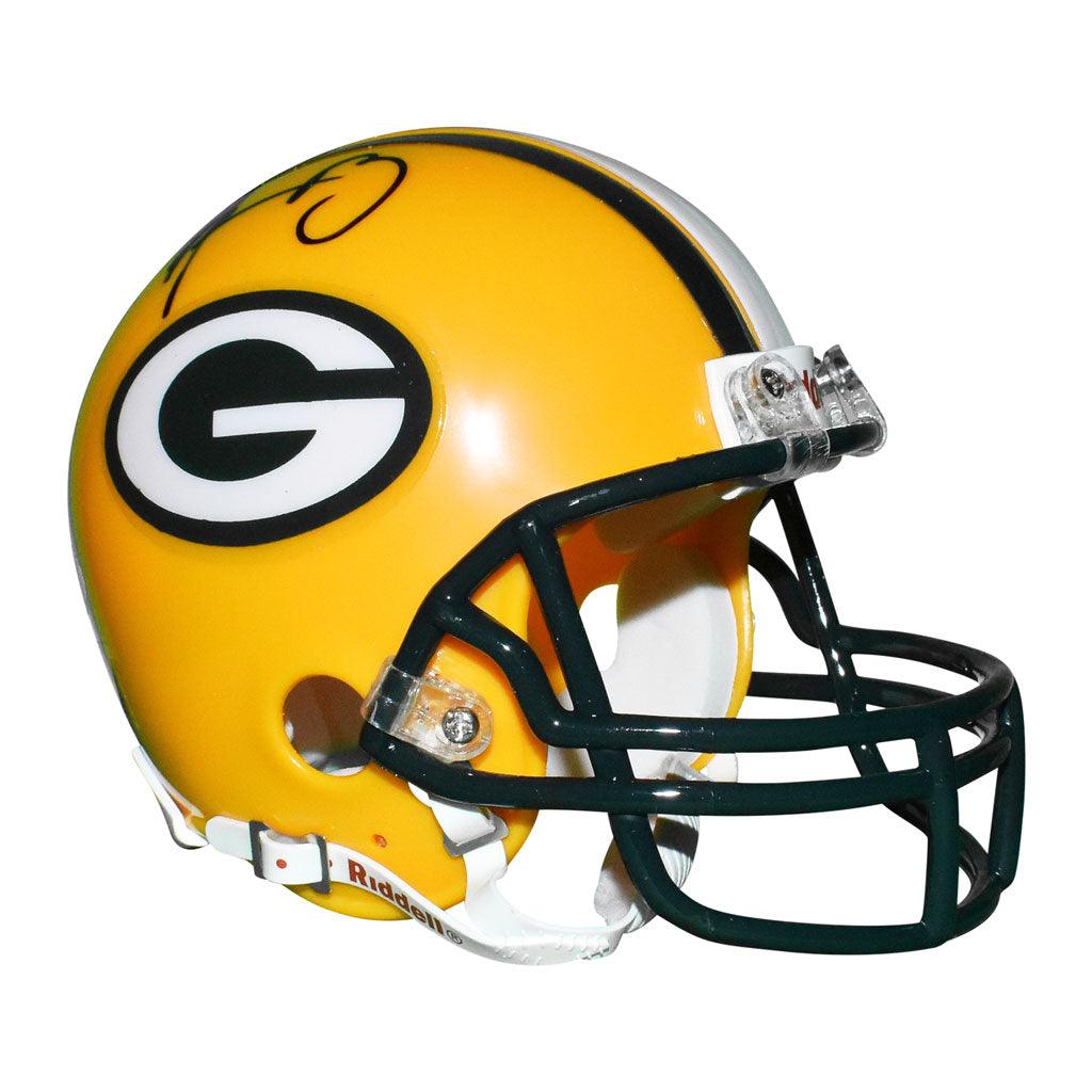 Aaron Rodgers Autographed Green Bay Packers Mini Replica Yellow Football Helmet with JSA Certificate - Perfect for NFL Fans, Collectors & Sports Memorabilia Displays