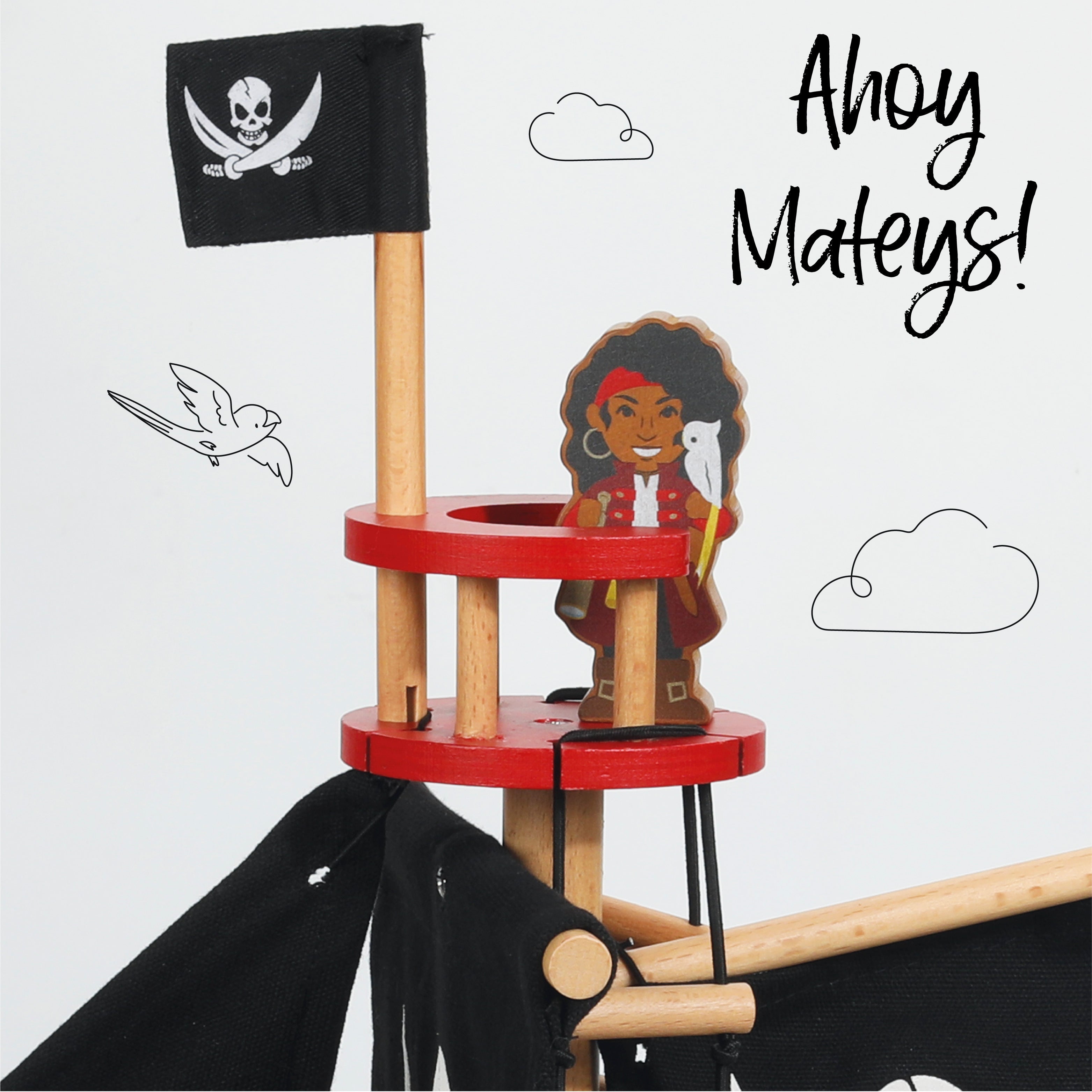 Barbarossa Pirate Ship Toy - Wooden Pirate Ship Model for Kids & Collectors - Perfect for Playtime, Decor & Gifts - Adventure & Imagination Play Set