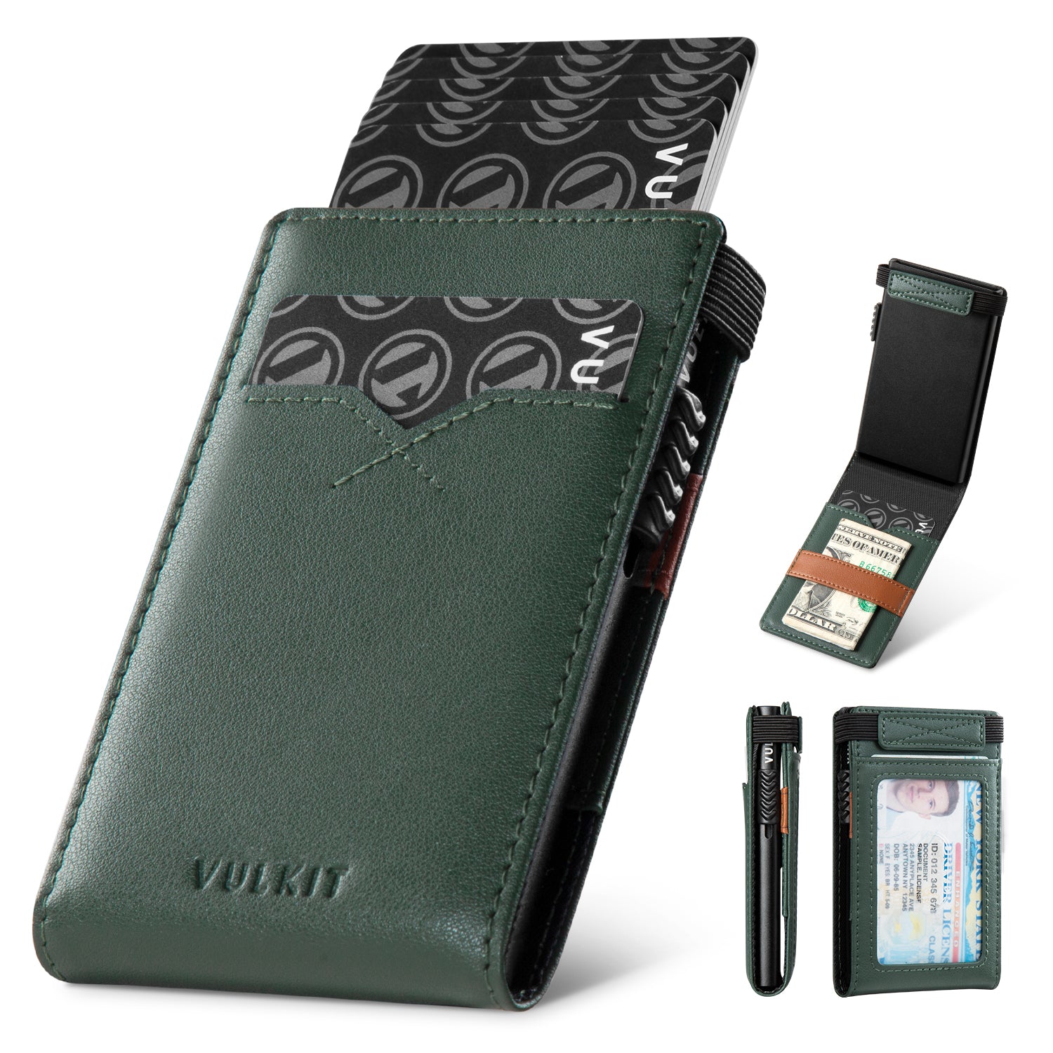 VC316 Elastic Band Closure Card Holder with Back ID Window - Secure & Stylish Wallet for Credit Cards, IDs, and Cash - Perfect for Travel, Work, and Everyday Use
