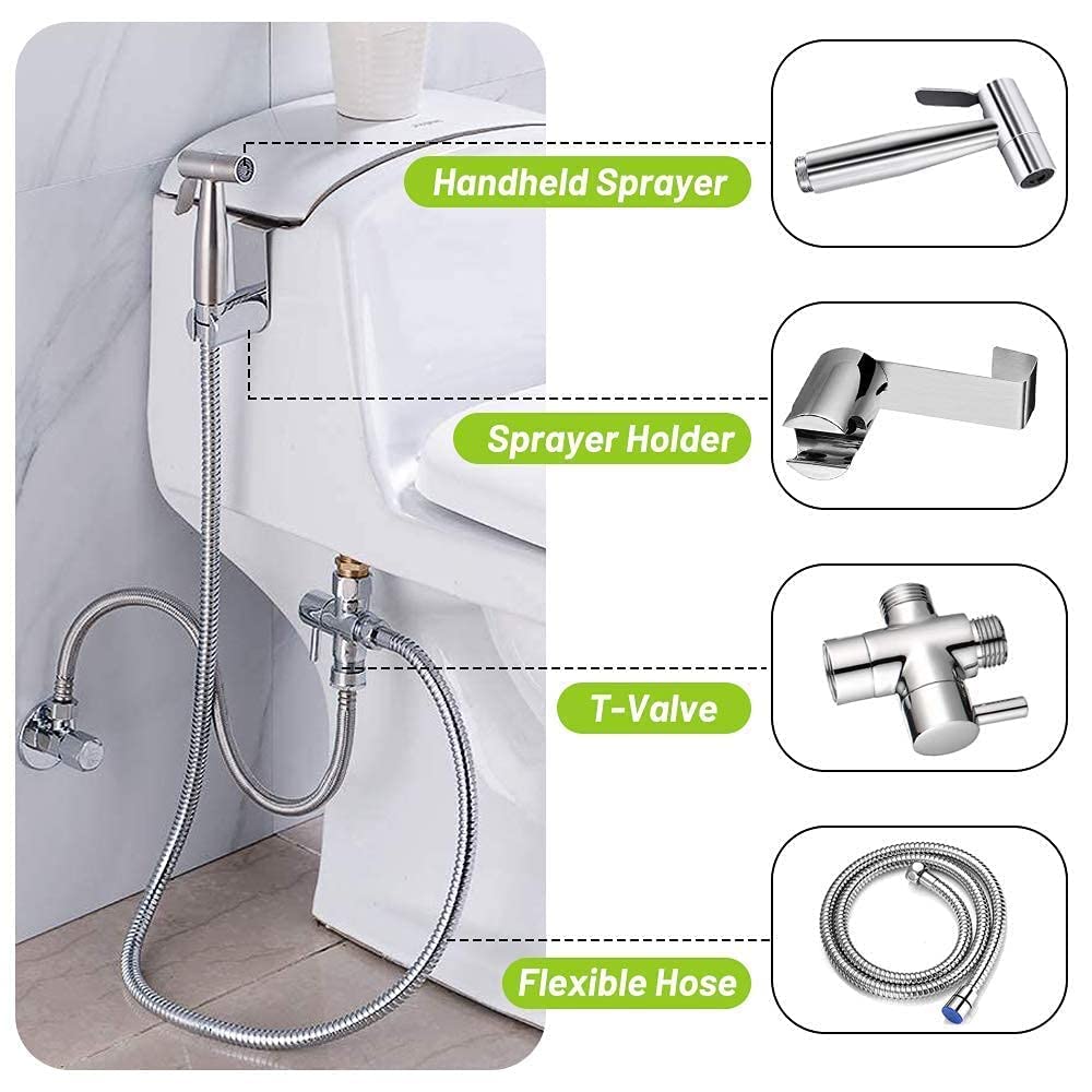 Roccar Handheld Bidet Sprayer for Toilet - Stainless Steel Hygienic Spray Attachment with Hose for Feminine Wash, Baby Cloth Diaper Cleaning, Pet Bathing & Bathroom Cleaning | Perfect for Toilet, Shower & Personal Hygiene Use