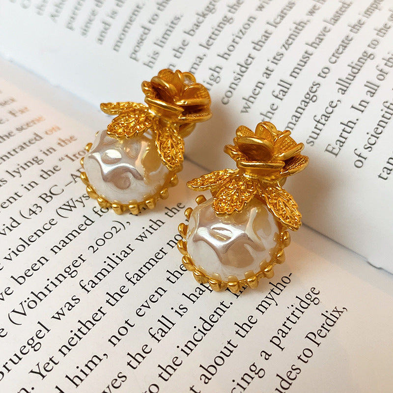 Baroque Pearl Flower Stud Earrings for Women - 925 Sterling Silver Floral Pearl Earrings | HE12445 | Elegant Gift for Wedding, Party & Daily Wear