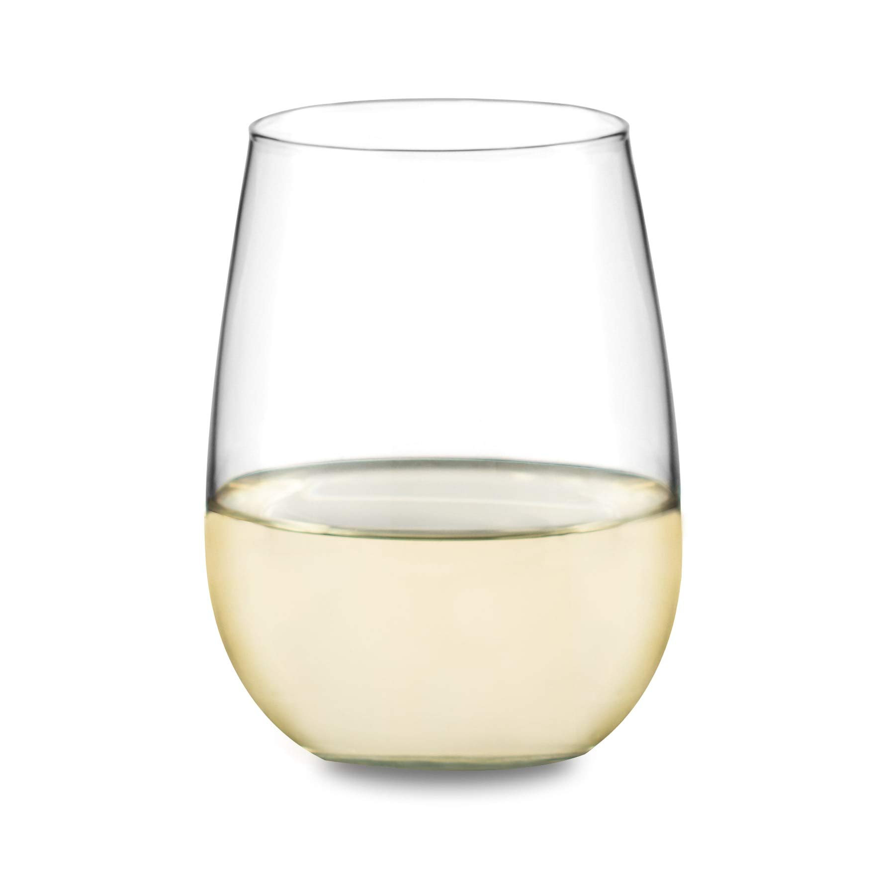 Libbey Vina 12oz Stemless White Wine Glasses Set of 4 - Shatter-Resistant Crystal Clear Glassware for Chardonnay, Rose, Cocktails - Perfect for Dinner Parties, Weddings & Home Entertaining