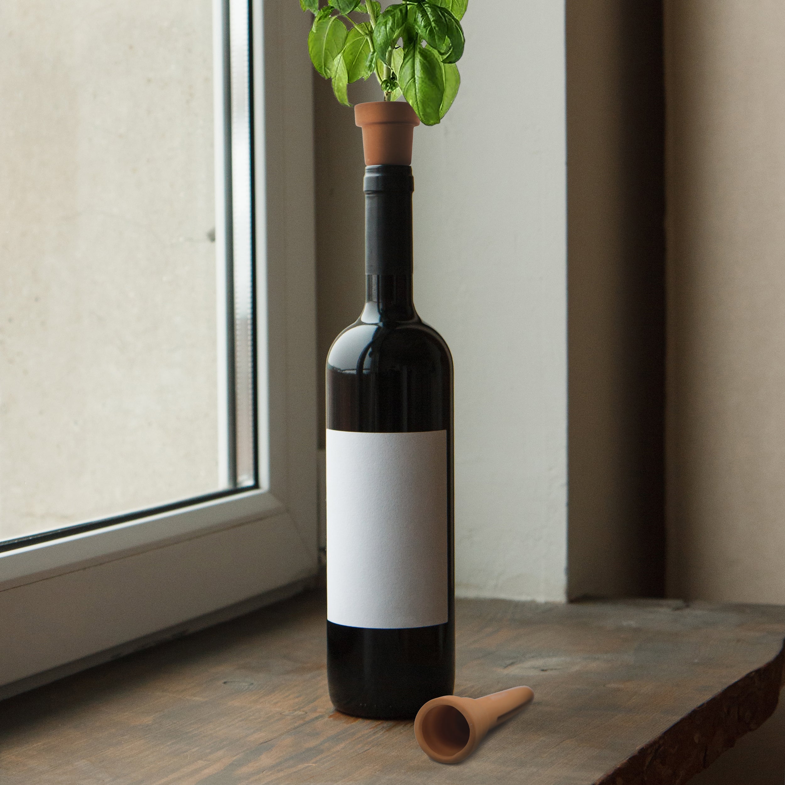 Bottle Top Herb Planters - Self-Watering Indoor Herb Garden Kit for Windowsill, Kitchen, or Office - Grow Fresh Basil, Mint, Parsley & More