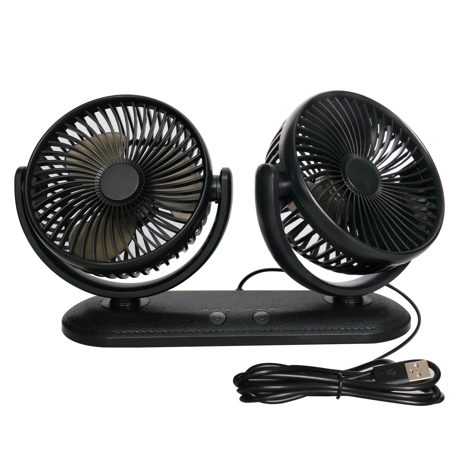 TriPole Dual Head USB Car Fan - 300° Adjustable, 3-Speed Strong Wind Cooling Fan for Dashboard, SUV, RV, Truck | Portable Electric Vehicle Fan for Home, Office & Travel Use
