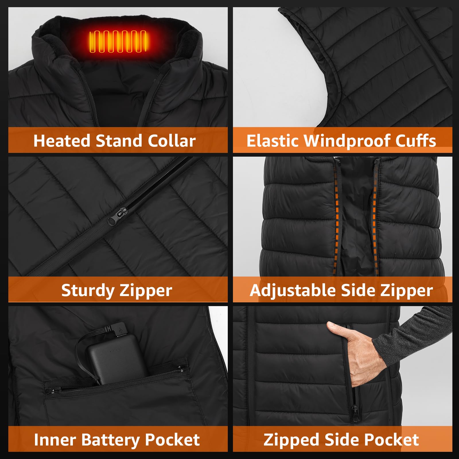 Rechargeable Smart Heating Vest for Men & Women - Electric Heated Jacket with 3 Temperature Settings - Perfect for Winter Sports, Outdoor Work & Cold Weather Activities