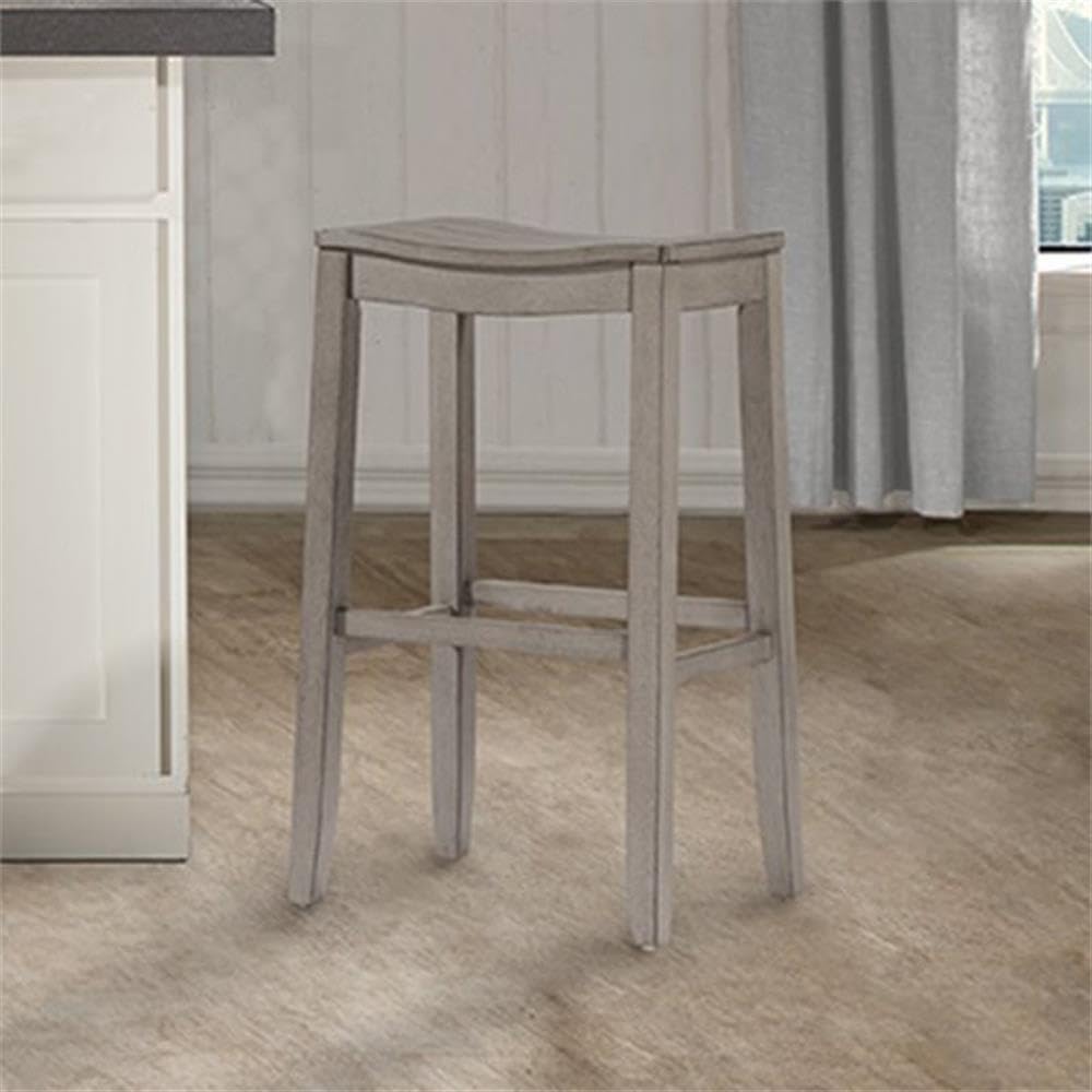 Home Square 24 Inch Counter Height Bar Stools Set of 2 - Rustic Aged Gray Finish - Perfect for Kitchen Island, Breakfast Bar & Home Dining Decor