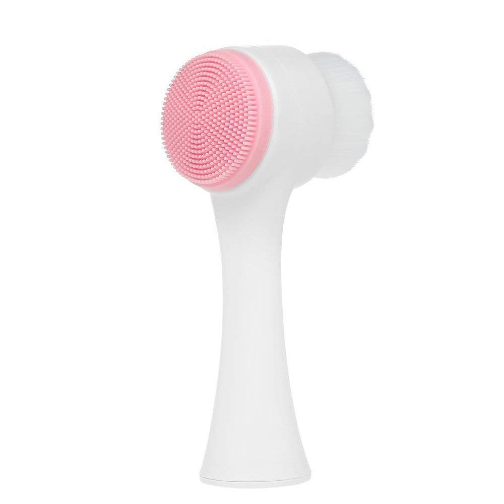 Primetan Face Brush - Soft Bristle Exfoliating Cleansing Brush for Deep Pore Cleansing & Skin Massage | Blackhead & Dirt Remover | Gentle Facial Scrubber for Acne Prone & Sensitive Skin | Perfect for Daily Skincare Routine & Spa Treatments (Pink)