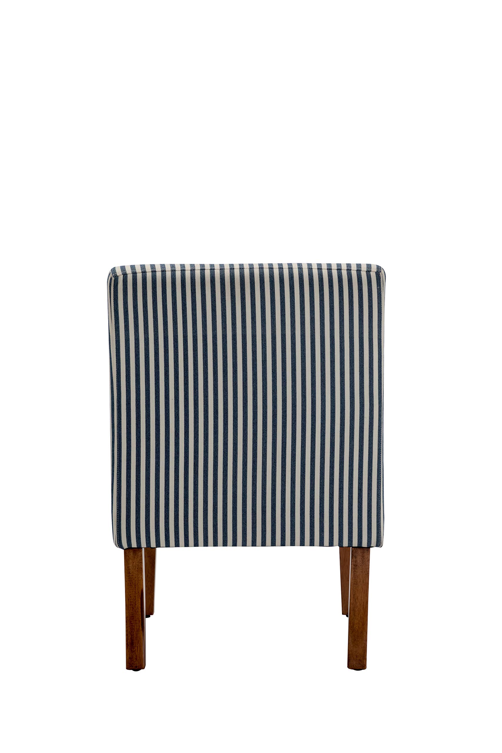Wovenbyrd Classic Armless Slipper Accent Chair with Solid Wood Legs - Navy & White Striped Fabric Upholstery - Perfect for Living Room, Bedroom or Office Decor