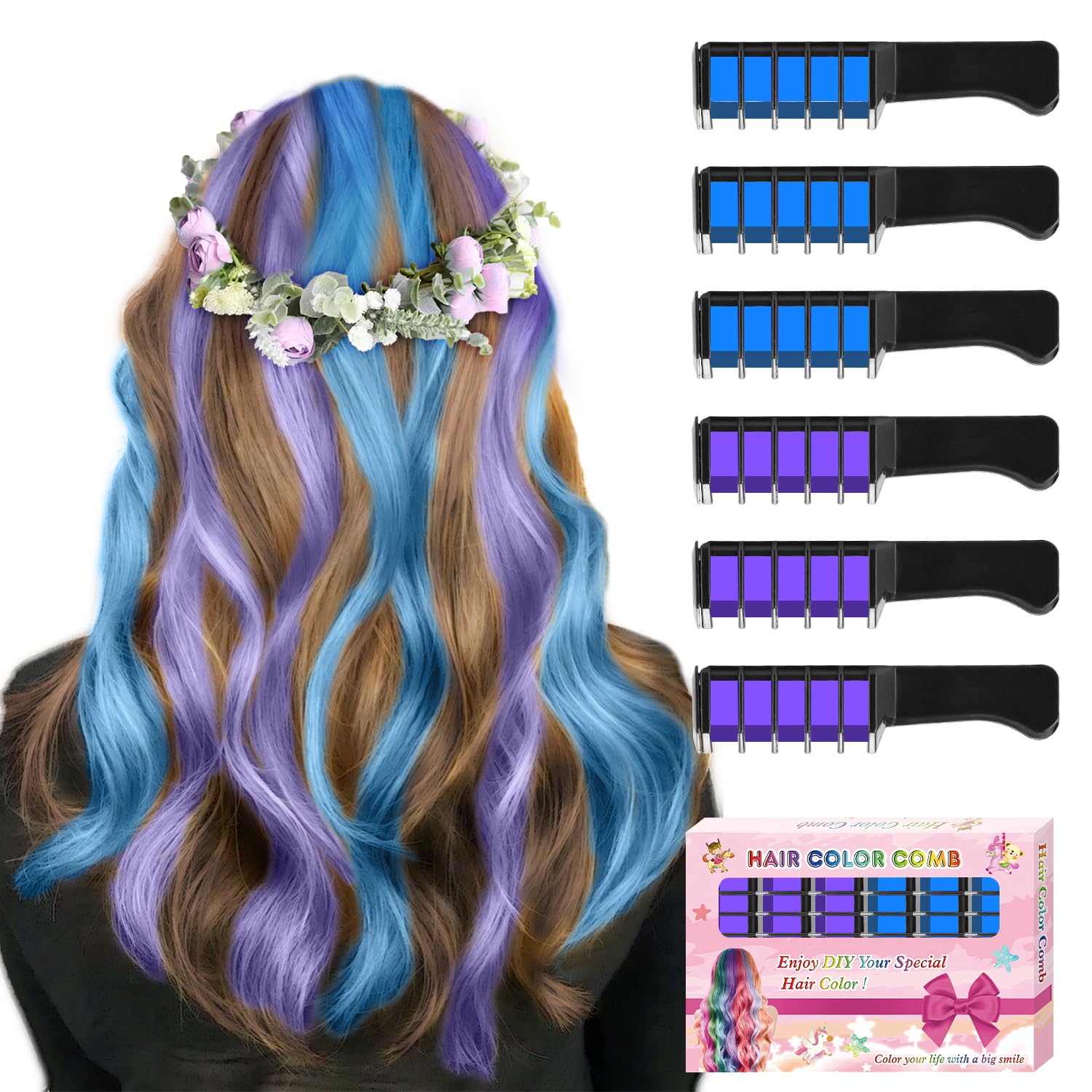 Washable Hair Chalk for Kids - Temporary Bright Hair Color Dye for Girls Age 4-10 | Non-Toxic & Easy to Use | Perfect for Birthday Parties, Halloween, Christmas & Cosplay DIY | Great Gift Idea for Girls