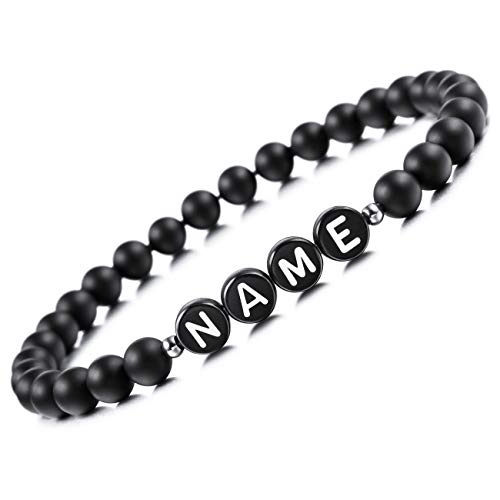 Style A2: Black Stones + White Custom Beads