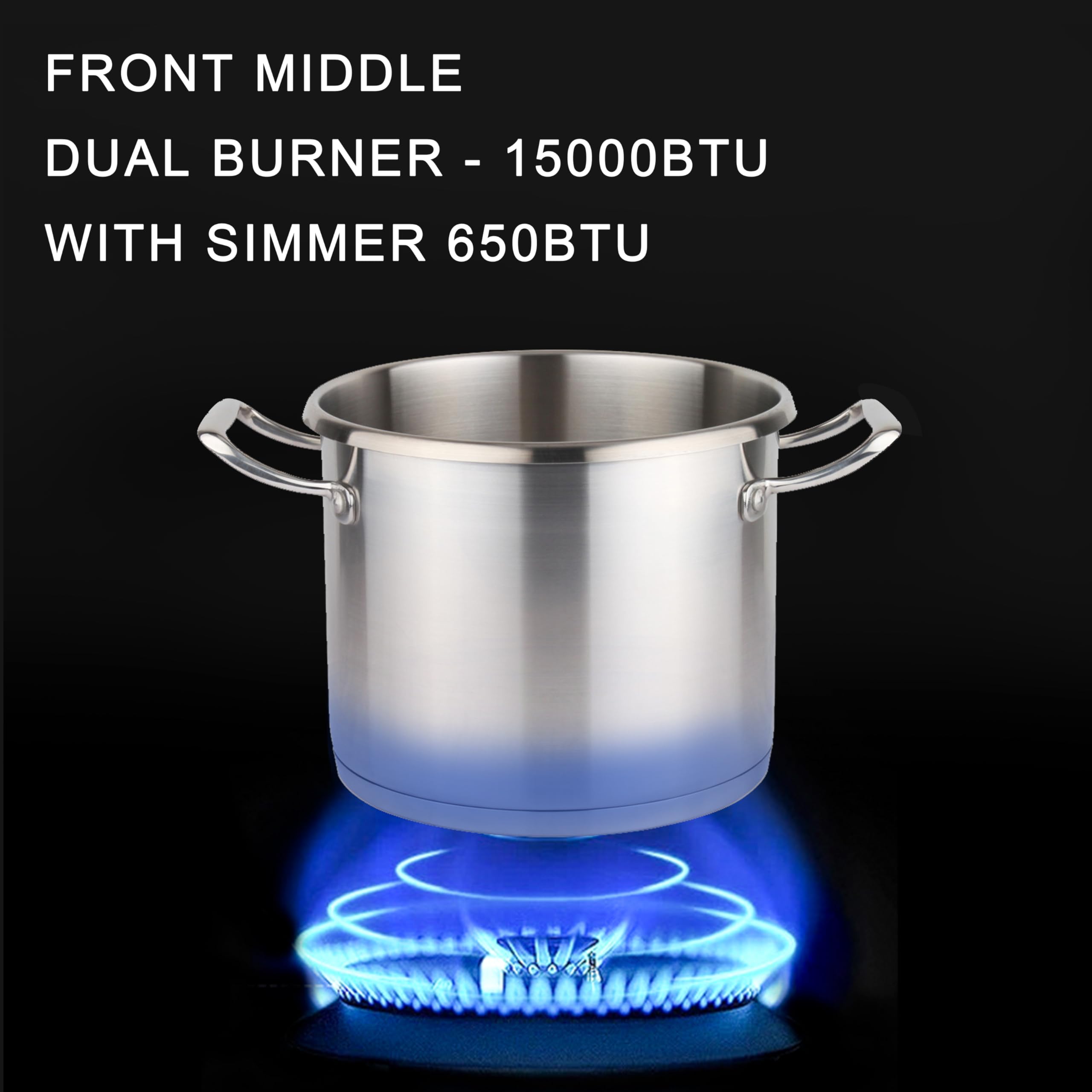 30-Inch Tempered Glass Gas Cooktop with 5 Sealed Burners - Built-in LPG/NG Dual Fuel Stove with Wok Stand & Pressure Regulator - Perfect for Home Kitchen, Restaurant & Outdoor Cooking