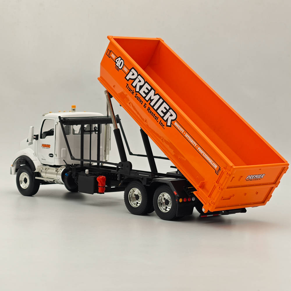 1/34 Scale Kenworth T880 Diecast Truck with Tub Style Roll-Off Container - Collectible Model for Display, Gifts, and Truck Enthusiasts