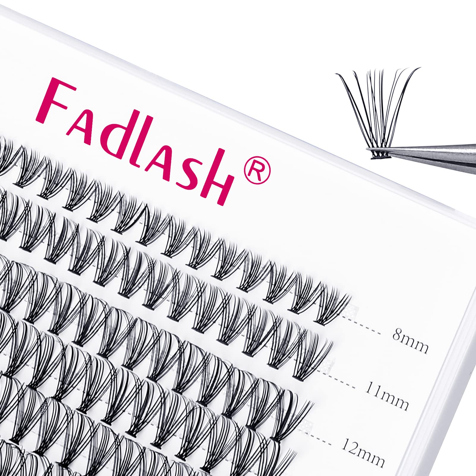 20D Black Mink Individual Cluster Lash Extensions - Mixed Tray (8-15mm, 0.10D) for DIY & Professional Makeup | Natural Volume for Everyday Glam & Special Occasions