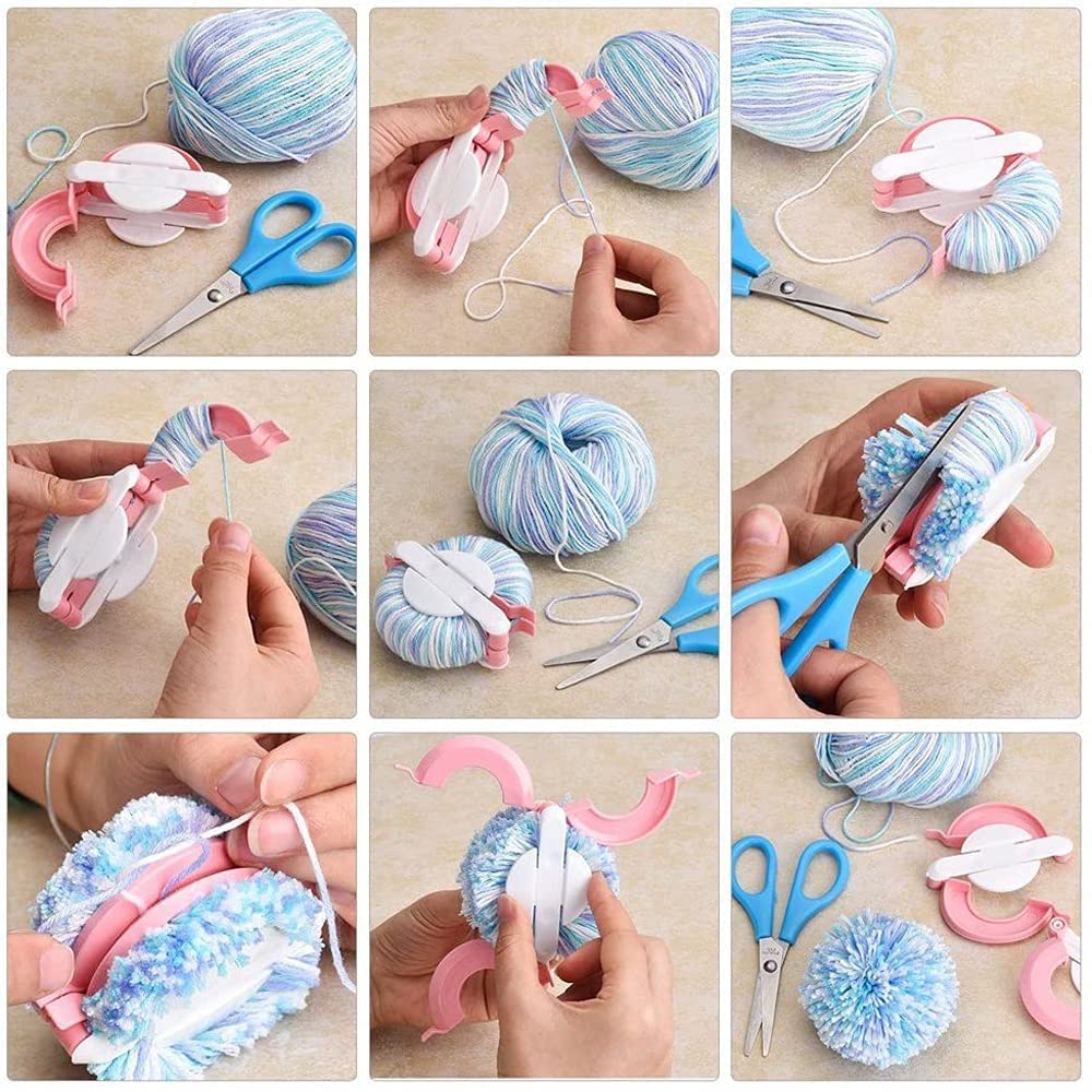 7PCS Pom Pom Maker Kit - DIY Fluffy Yarn Ball Weaving Tool Set for Knitting & Craft Projects - Perfect for Kids & Adults - Great for Scarf, Hat & Blanket Decorations