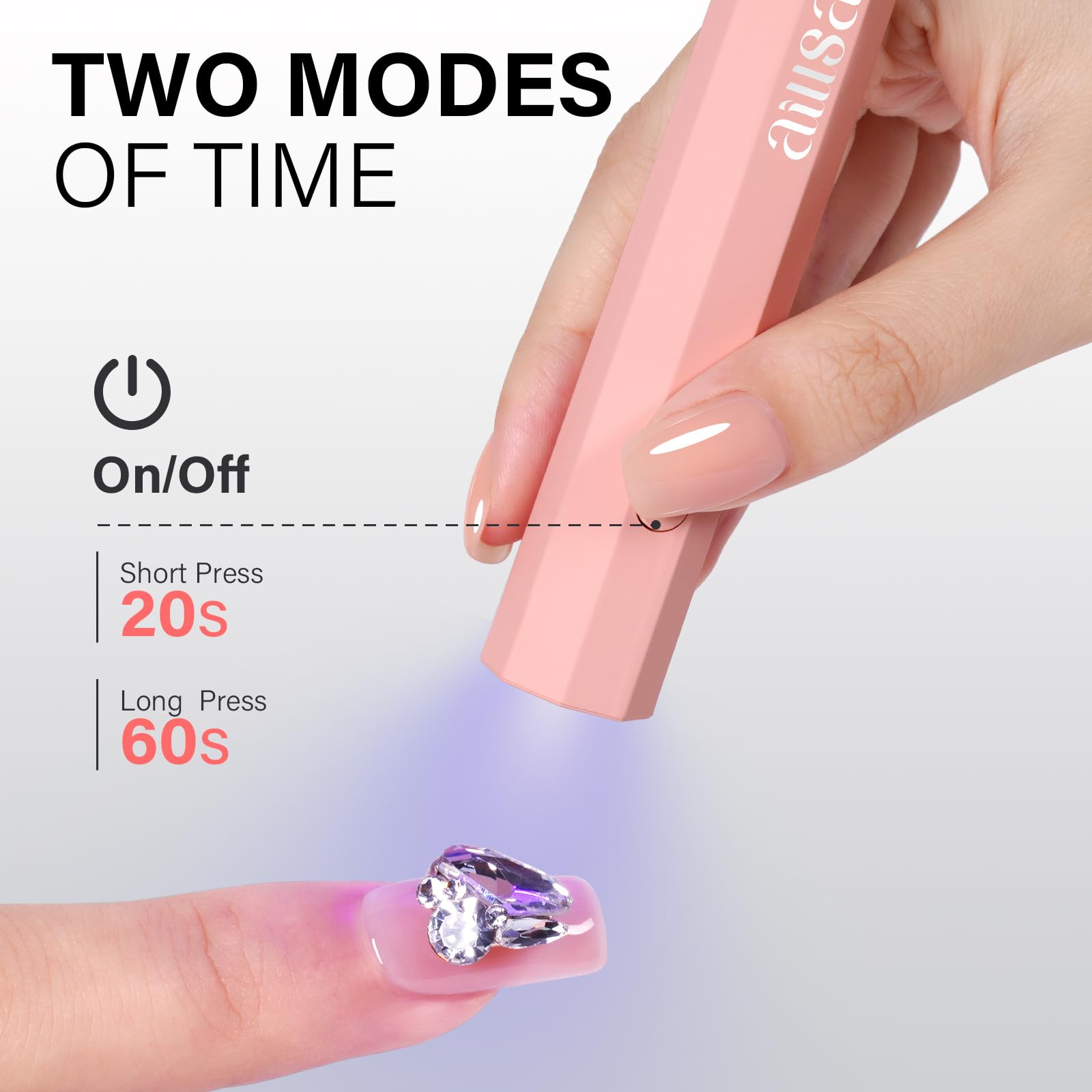 AILLSA Cordless LED Nail Lamp - Fast Curing UV Light for Gel Nails, Portable Handheld Mini Nail Dryer with Single Finger Design (Pink) | Perfect for Home Manicures, Salon Professionals & Travel Nail Care