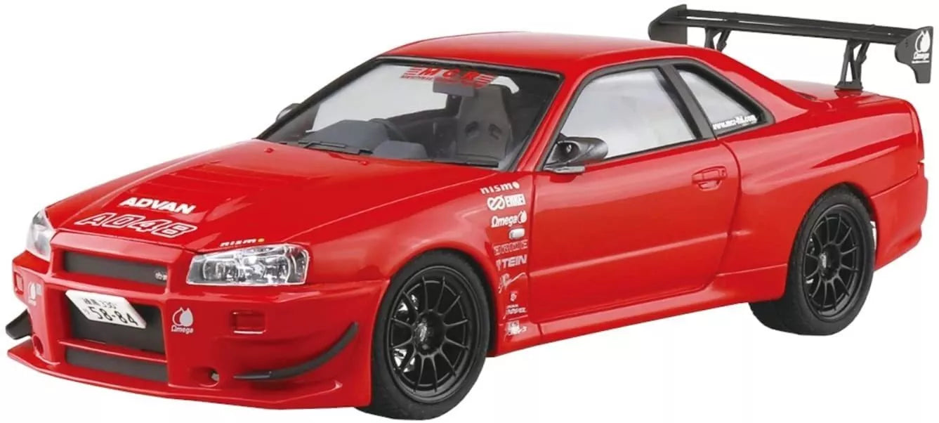 Aoshima 1/24 Scale The Tuned Car Nissan Skyline GT-R BNR34 (R34) 2002 Model Kit - Perfect for Car Enthusiasts & Scale Model Collectors