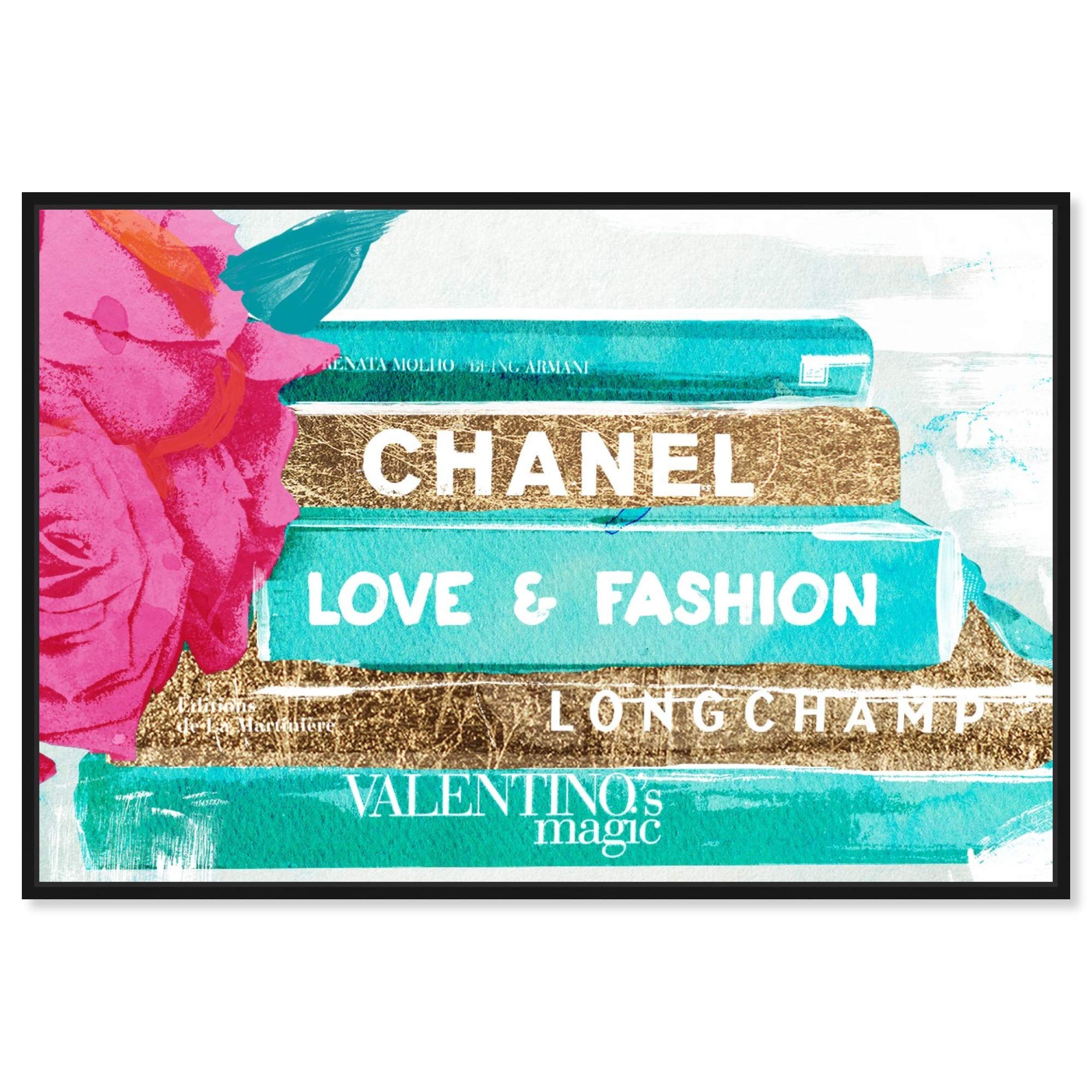 Oliver Gal Artist Co. 'Ideals of Style' Framed Wall Art - 36x24 Inch Fashion Glam Canvas Print in Blue & Gold | Elegant Home Decor for Living Room, Bedroom & Office
