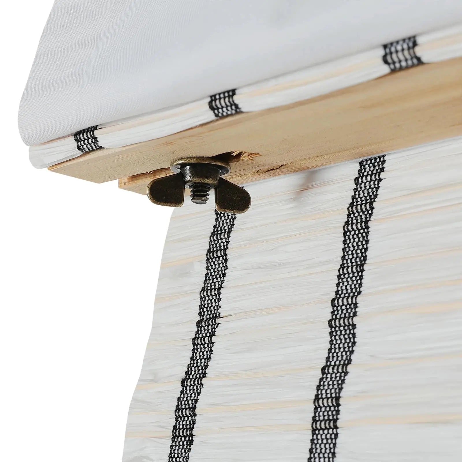 Natural Bamboo Woven Window Shade - Blue & White Handmade Eco-Friendly Roller Blind for Living Room, Bedroom & Office Decor