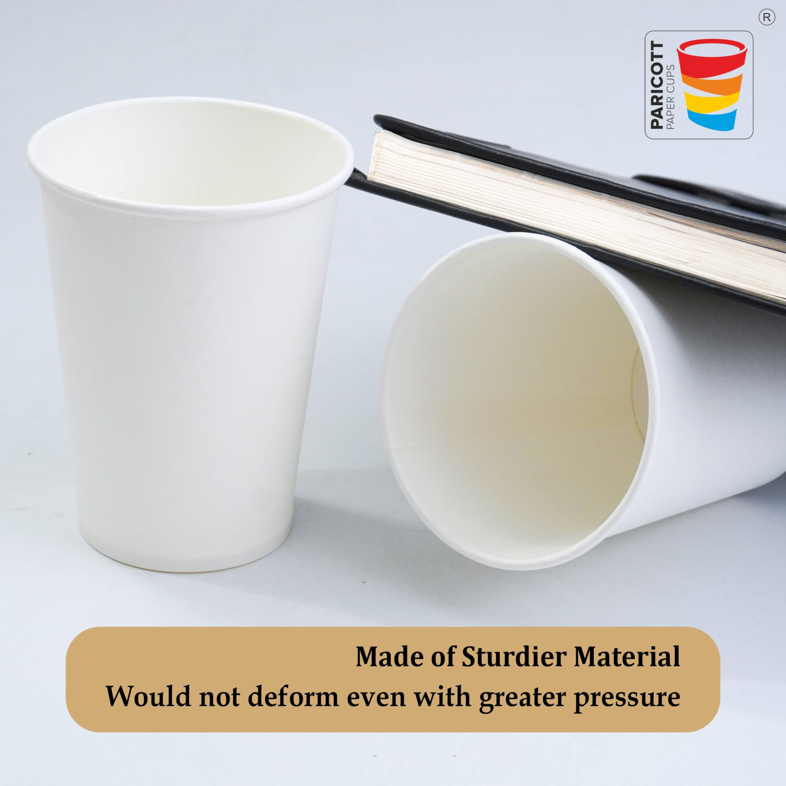 PARICOTT 250ml Disposable Plain Glass Drinking Cups - 100pcs Bulk for Cocktail, Wine, Tea, Coffee, Juice & Water | Eco-Friendly Party Cups for Weddings, BBQs, Picnics & Office Events | Unprinted Paper Cups Without Lid