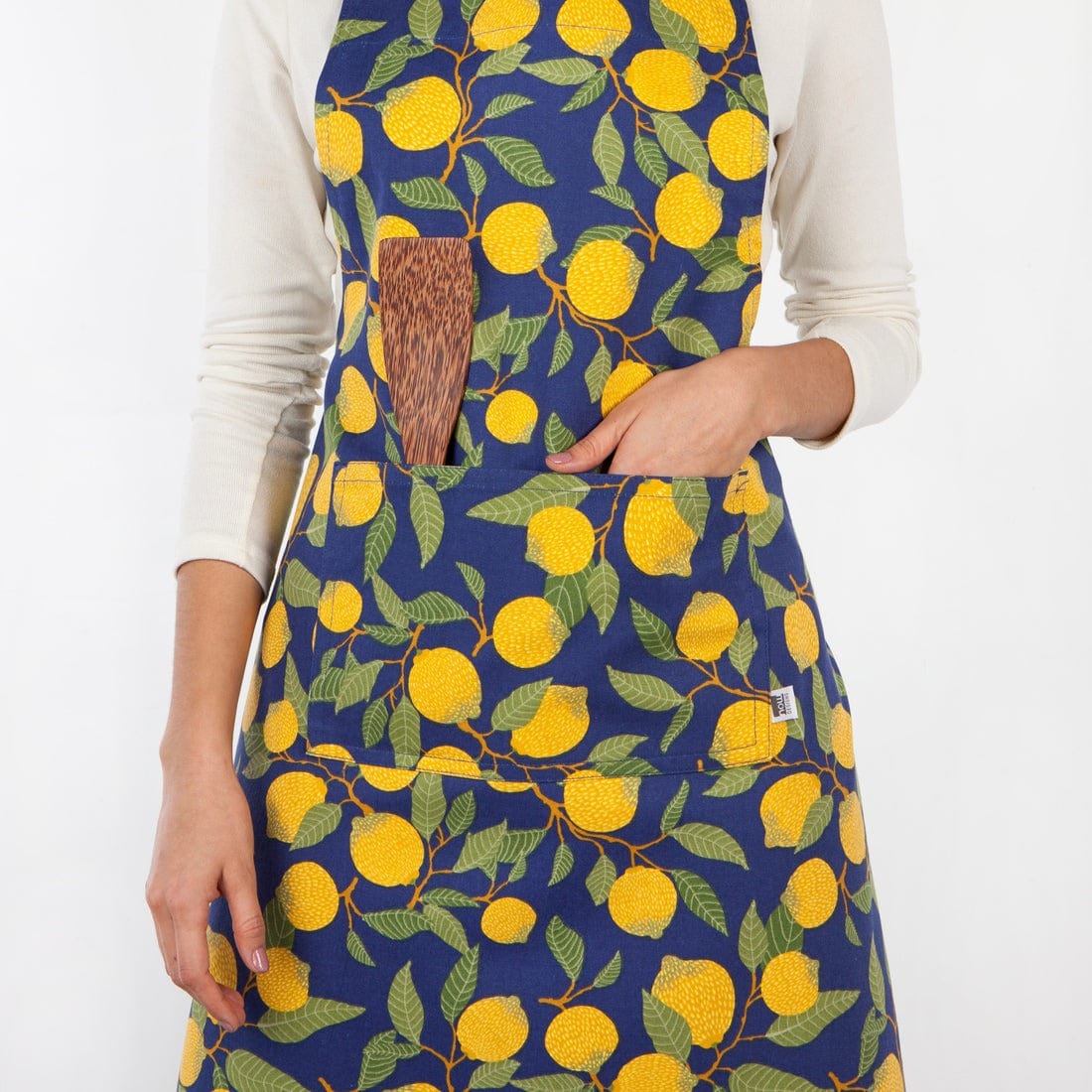 Now Designs Lemons Cotton Chef's Apron - Durable Kitchen Apron for Cooking, Baking & Grilling - Perfect for Home Chefs & Restaurant Use