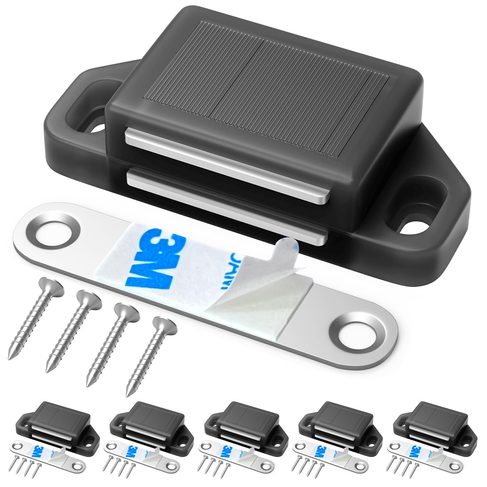 6 Pack Black Magnetic Cabinet Catch - Strong Magnetic Door Latch for Kitchen Drawers & Closets | Secure Closure Solution for Cabinets, Wardrobes & Furniture | Durable Home Organization Accessory