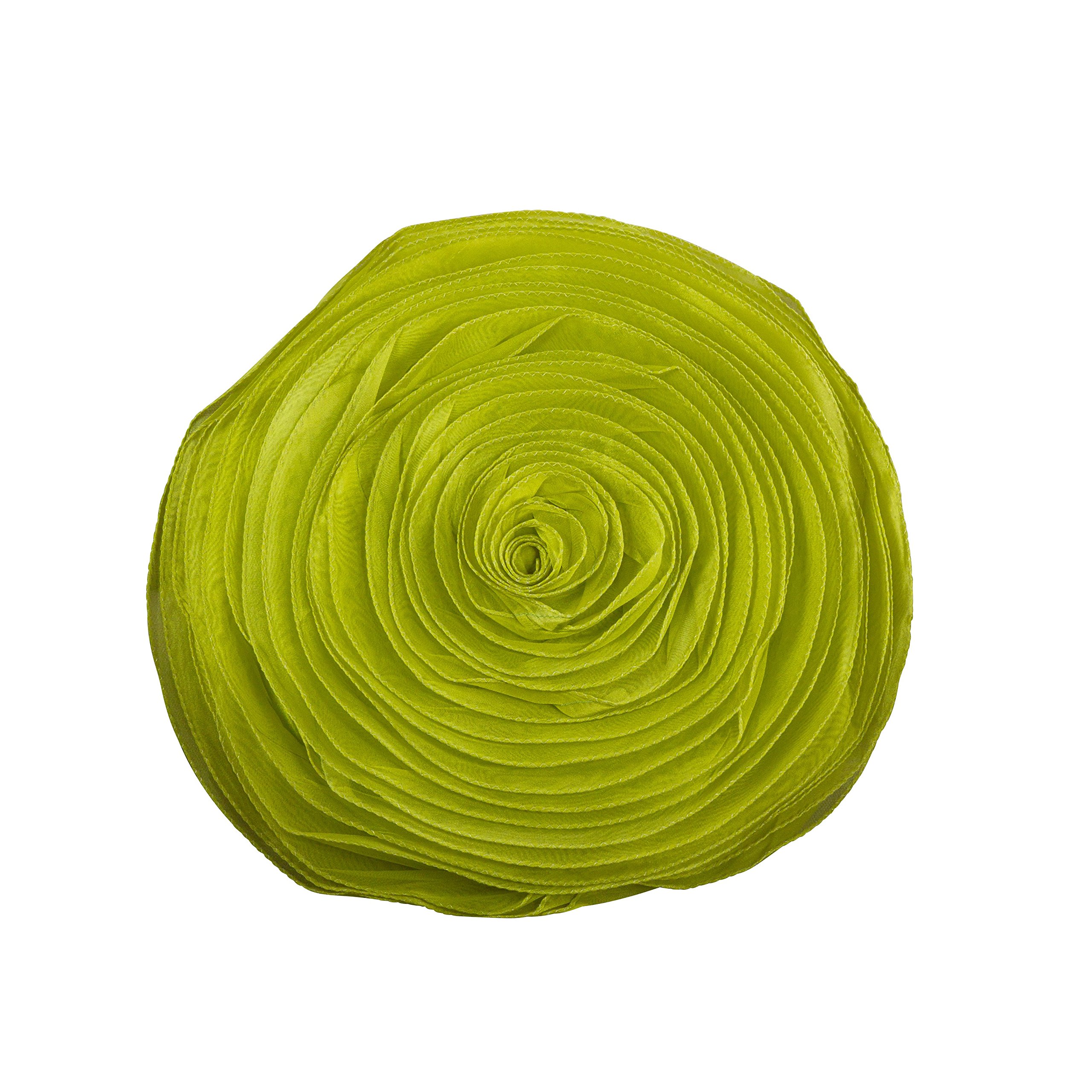 SARO LIFESTYLE Decorative Rose Print Throw Pillow - 16 Inch Square Lime Green Cushion Cover for Sofa, Bed, Living Room & Home Decor